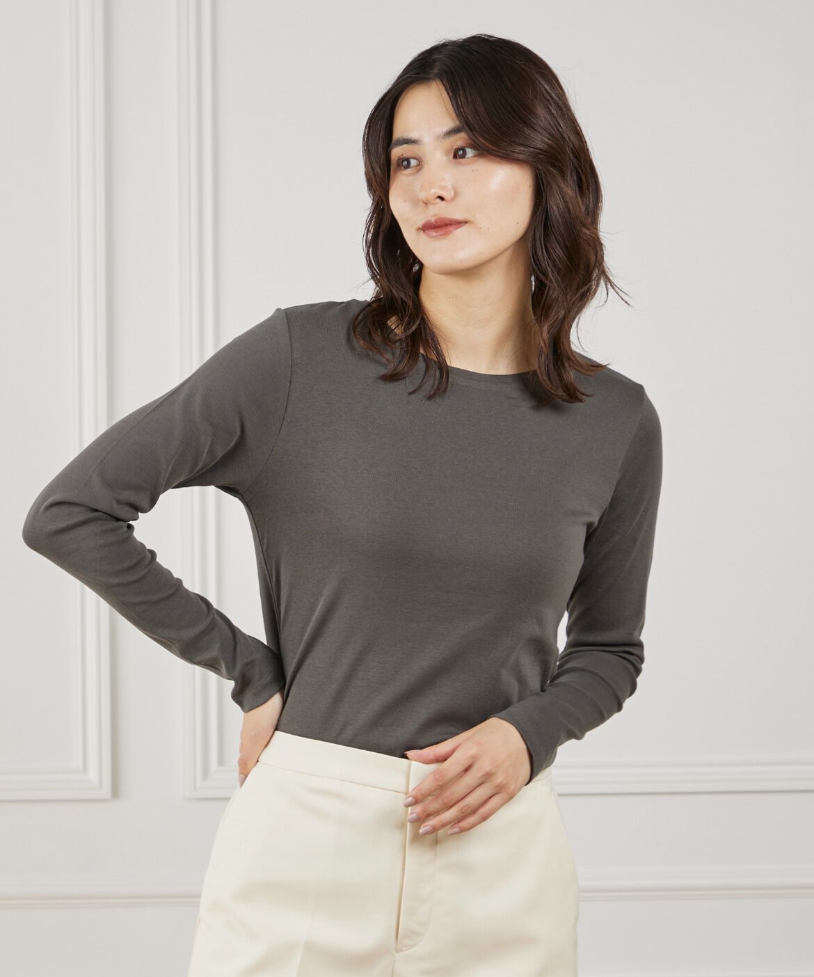 DAY by DAY it&rsquo;s international「長袖クルーネックプルオーバー《スビン綿MIXフライス》」|Tシャツ・カットソー|チャコールグ 3