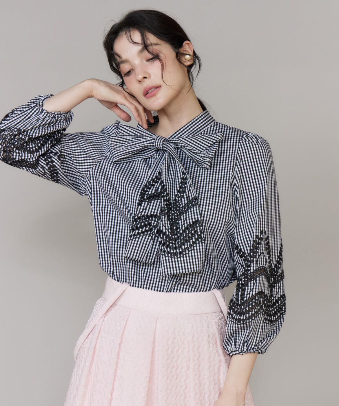 Maglie le cassetto「ボーラーレースブラウス」|シャツ・ブラウス|ギンガム