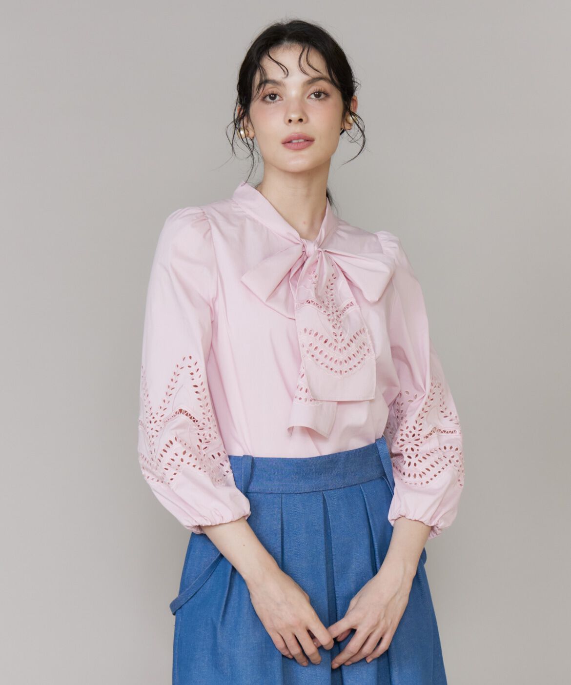 Maglie le cassetto「《大きいサイズ》ボーラーレースブラウス」|シャツ・ブラウス|