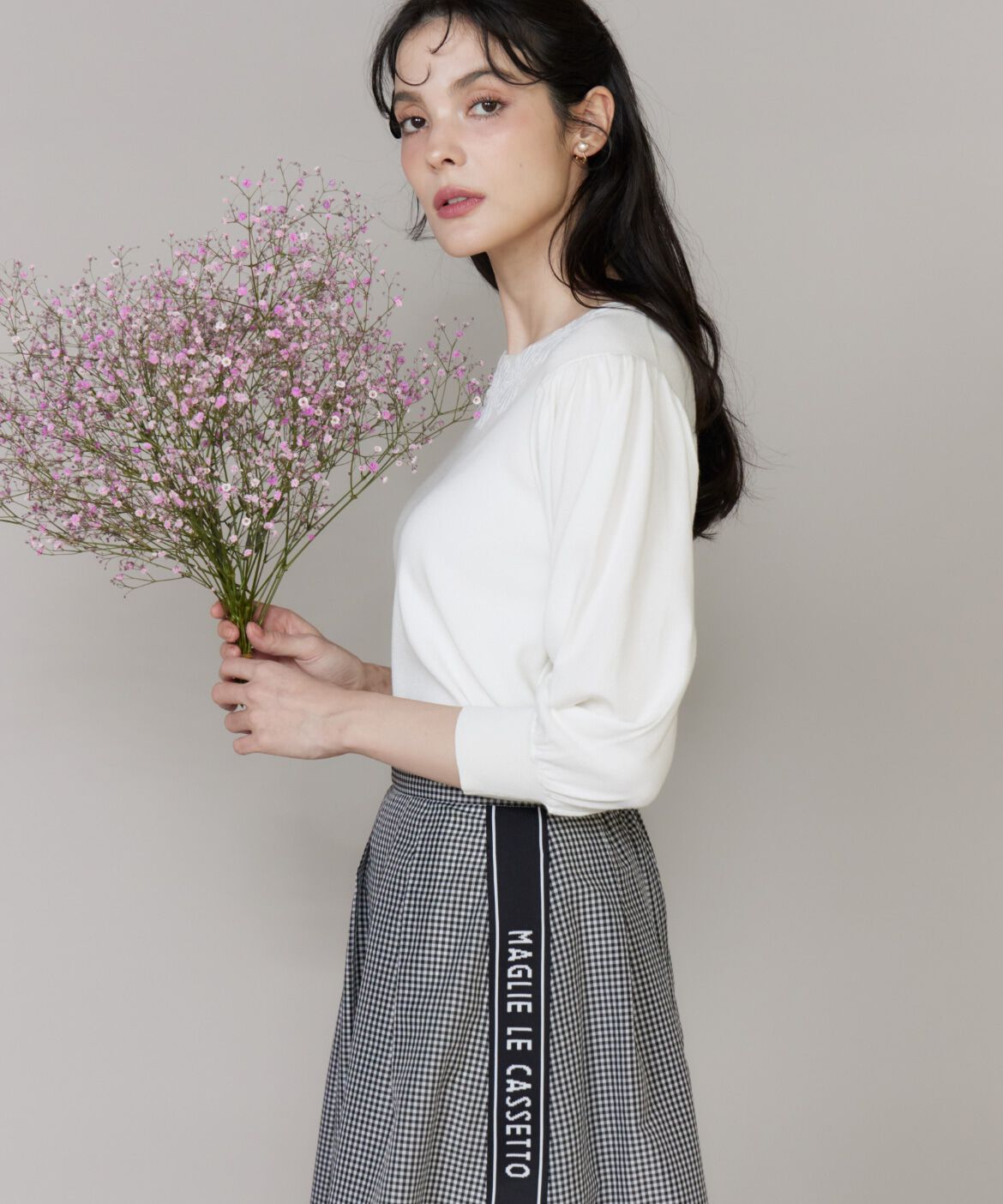 Maglie le cassetto「《大きいサイズ》モチーフレースニットプルオーバー」|ニット・セーター|