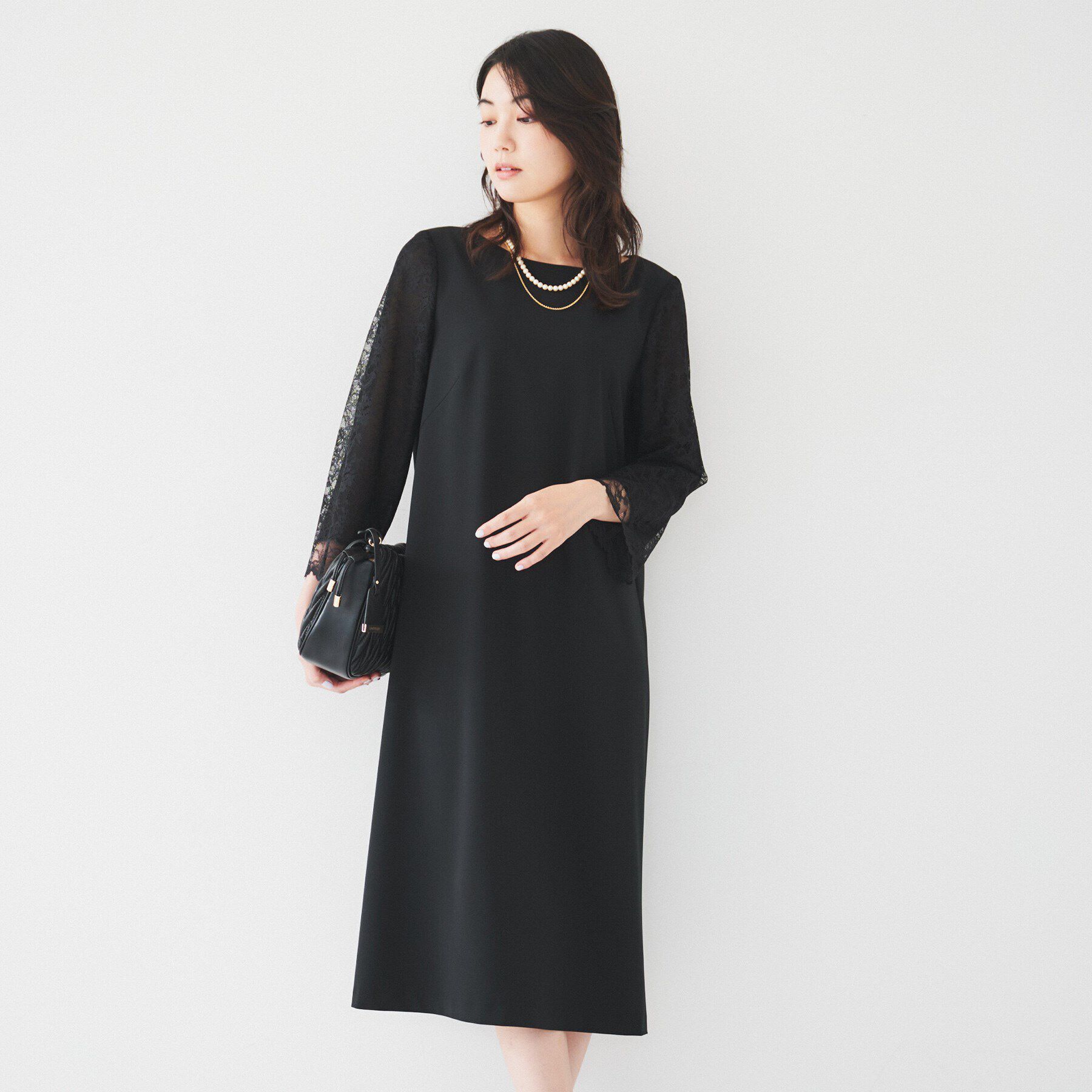 UNTITLED「【フォーマルドレス/セレモニー/オケージョン】袖レース サックワンピース」|ワンピース|