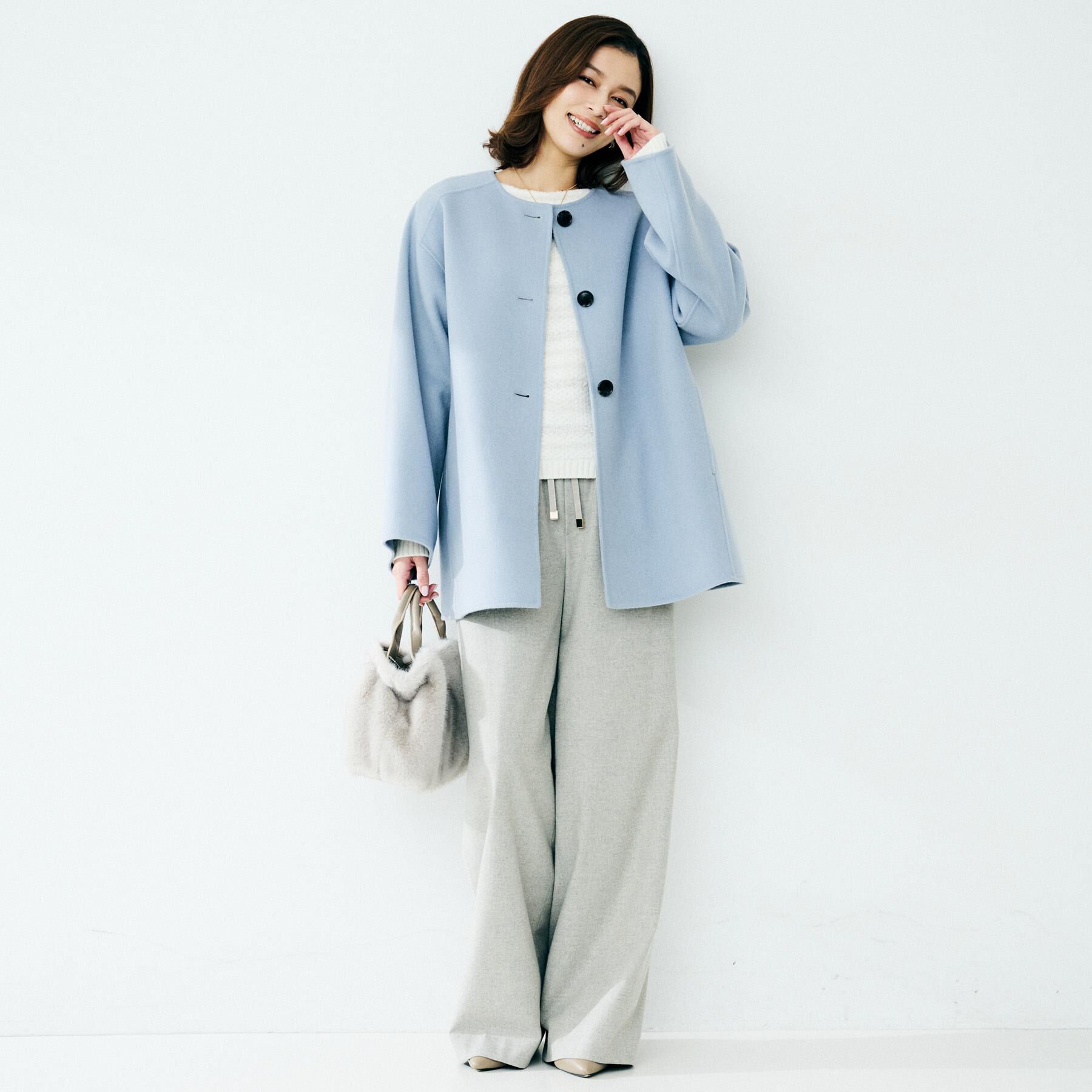 UNTITLED「【ミディ丈/軽やか】セミラグランリバー コート」|ノーカラーコート|