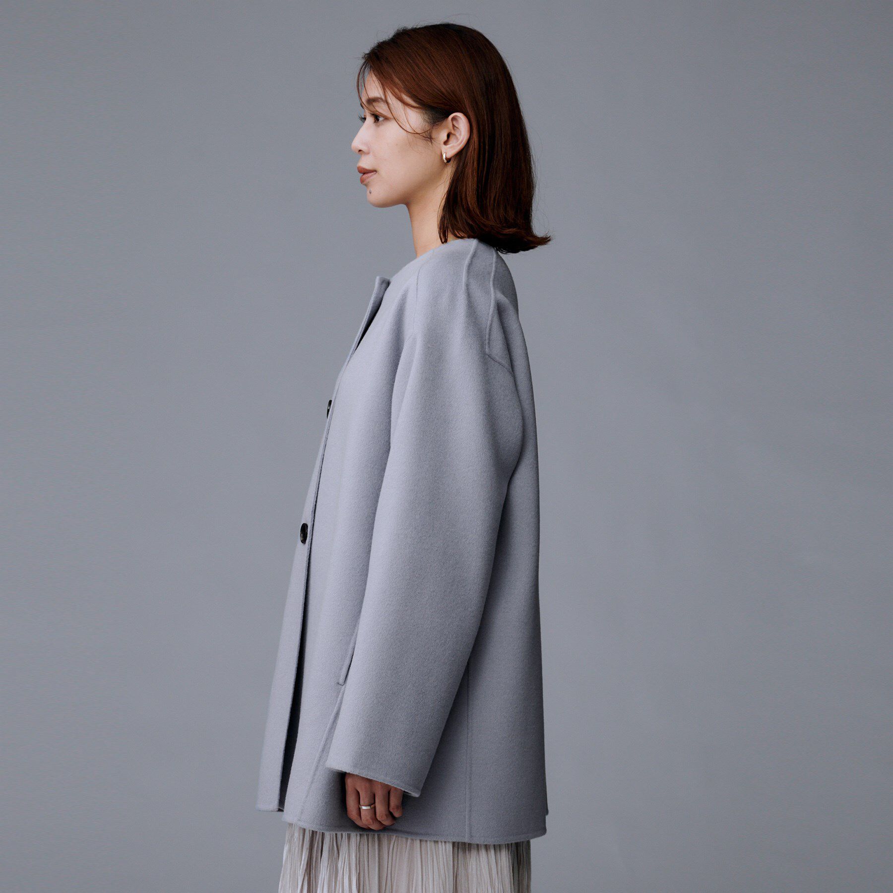 UNTITLED「【ミディ丈/軽やか】セミラグランリバー コート」|ノーカラーコート|
