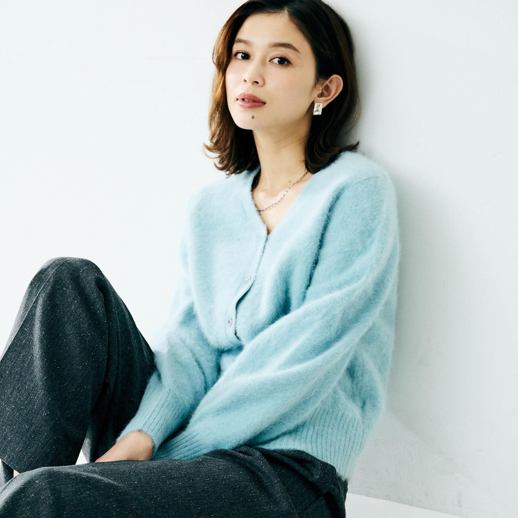 UNTITLED「【ふわふわニット/前後2WAY】フォックスカシミヤカーディガン」|カーディガン|ライトグリーン(02