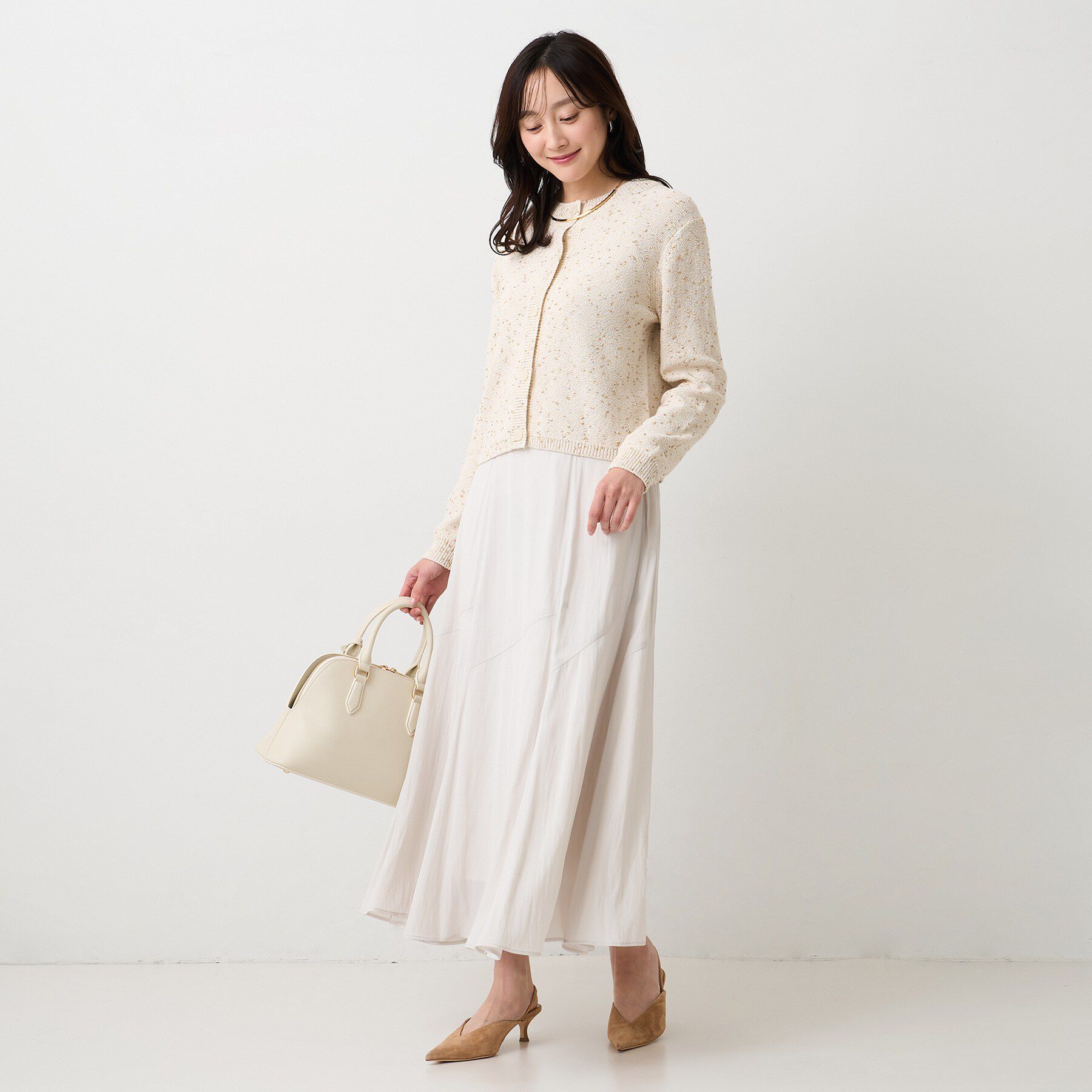 UNTITLED「【洗える/すっきり丈】ラメノット ニットカーディガン」|カーディガン|