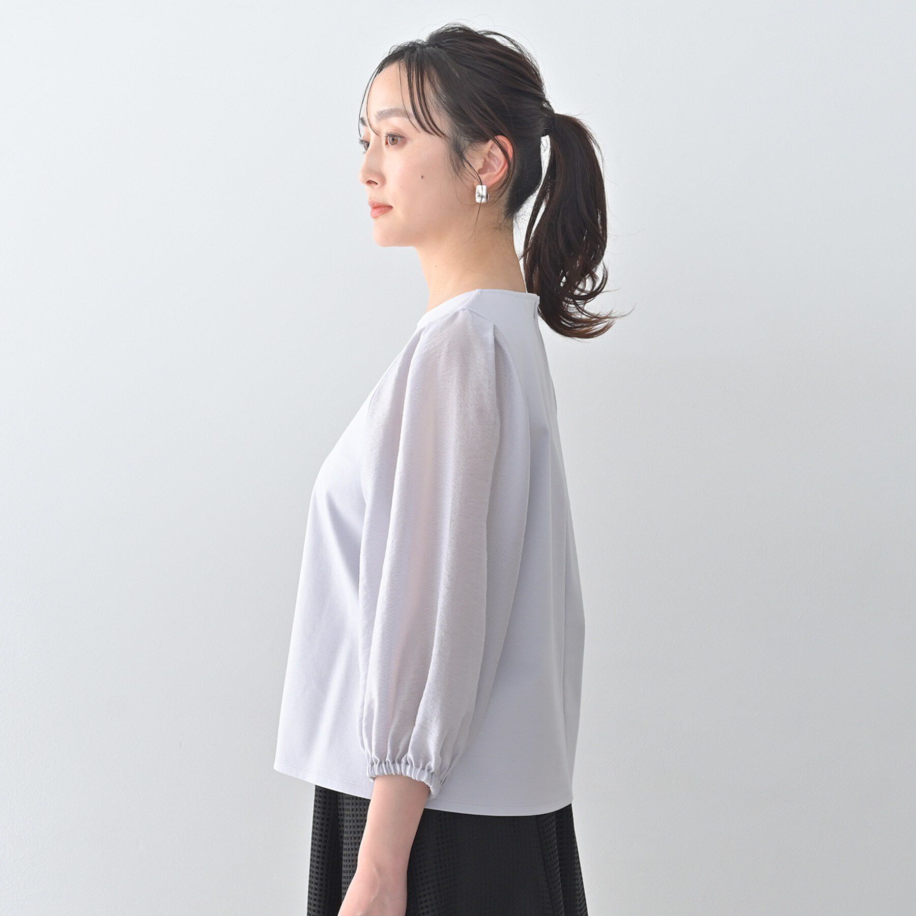 UNTITLED「【洗える/袖シアー】ポンチ袖ボリュームトップス」|Tシャツ・カットソー|