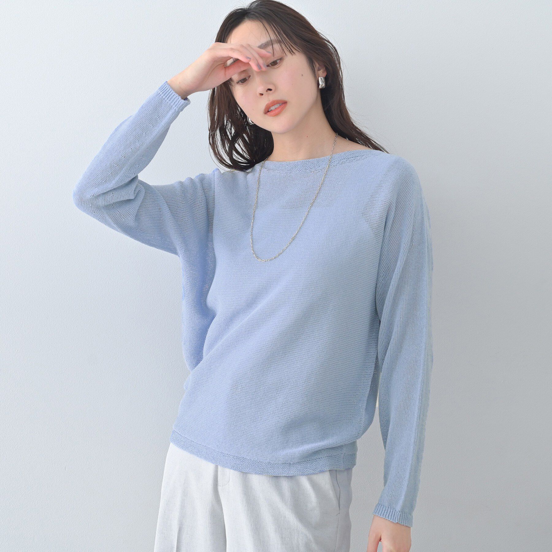 UNTITLED「【古畑星夏さん着用/8色展開/程よい透け感】ドライタッチボートネックニット」|ニット・セーター|
