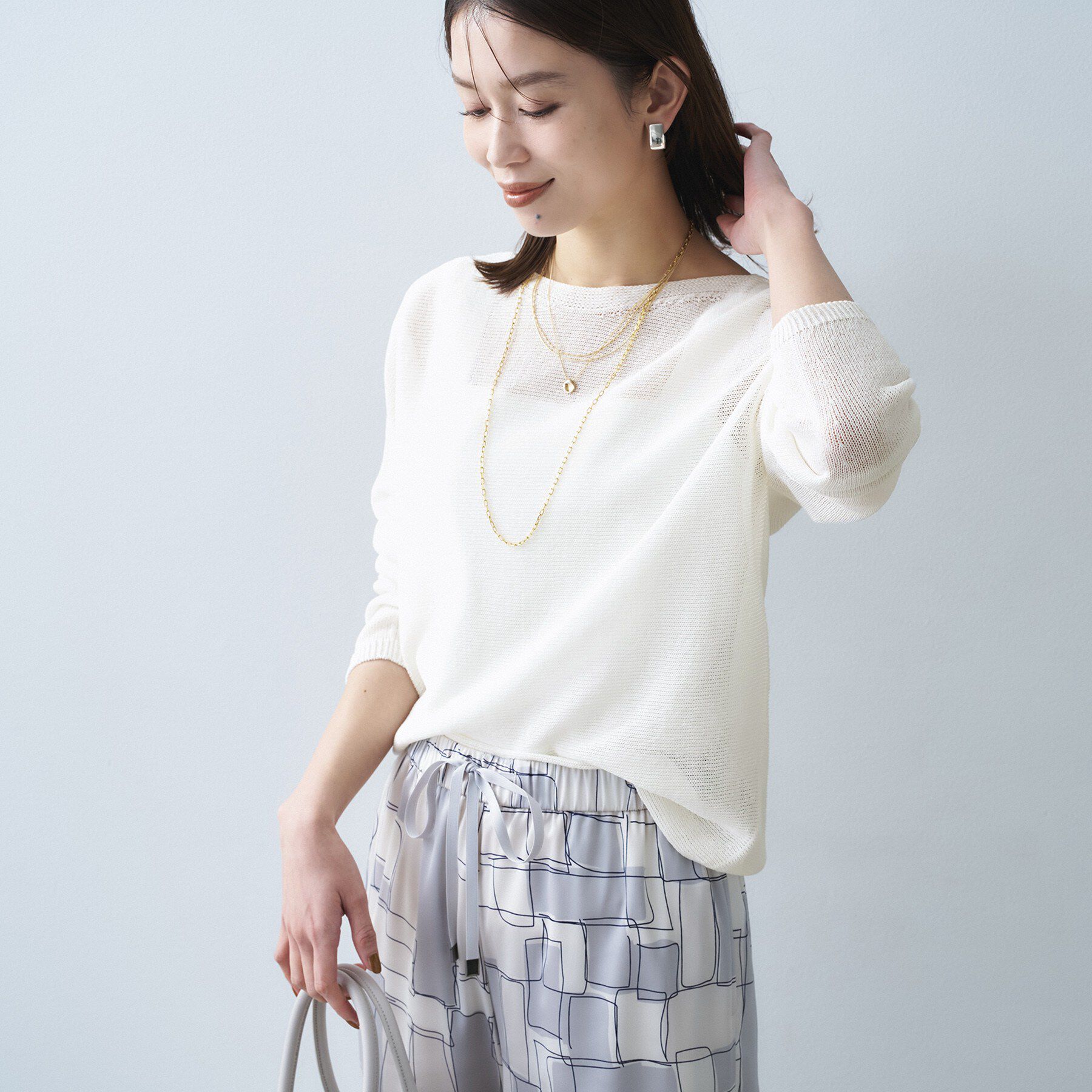 UNTITLED「【古畑星夏さん着用/8色展開/程よい透け感】ドライタッチボートネックニット」|ニット・セーター|