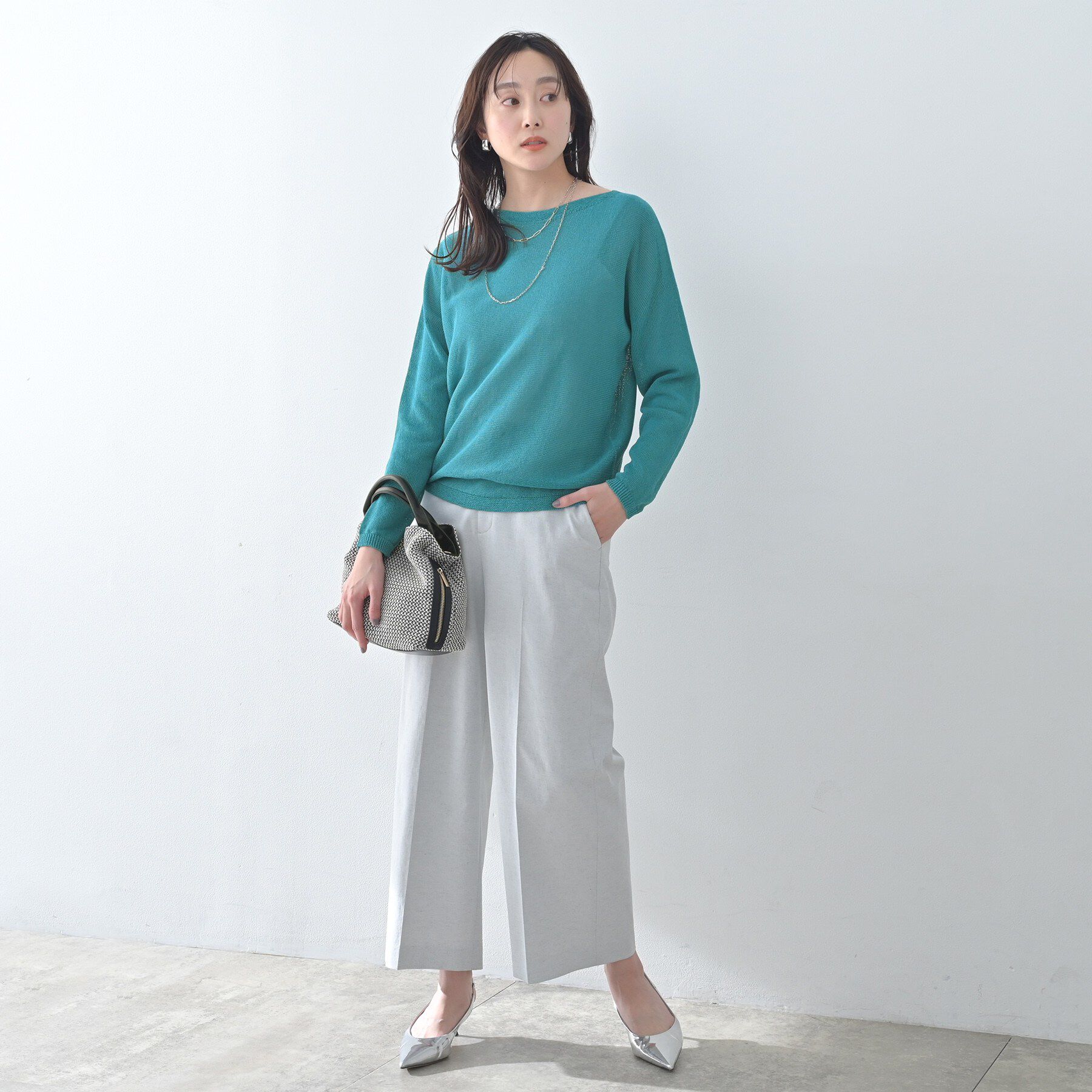 UNTITLED「【古畑星夏さん着用/8色展開/程よい透け感】ドライタッチボートネックニット」|ニット・セーター|