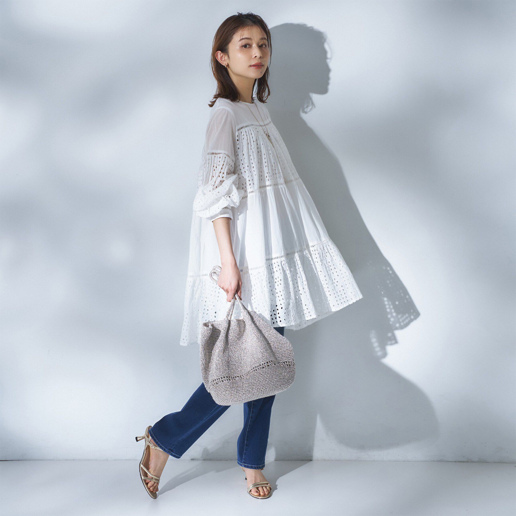 UNTITLED「【Audrey and John Wad】エンブロイダリーチュニックドレス」|シャツ・ブラウス|