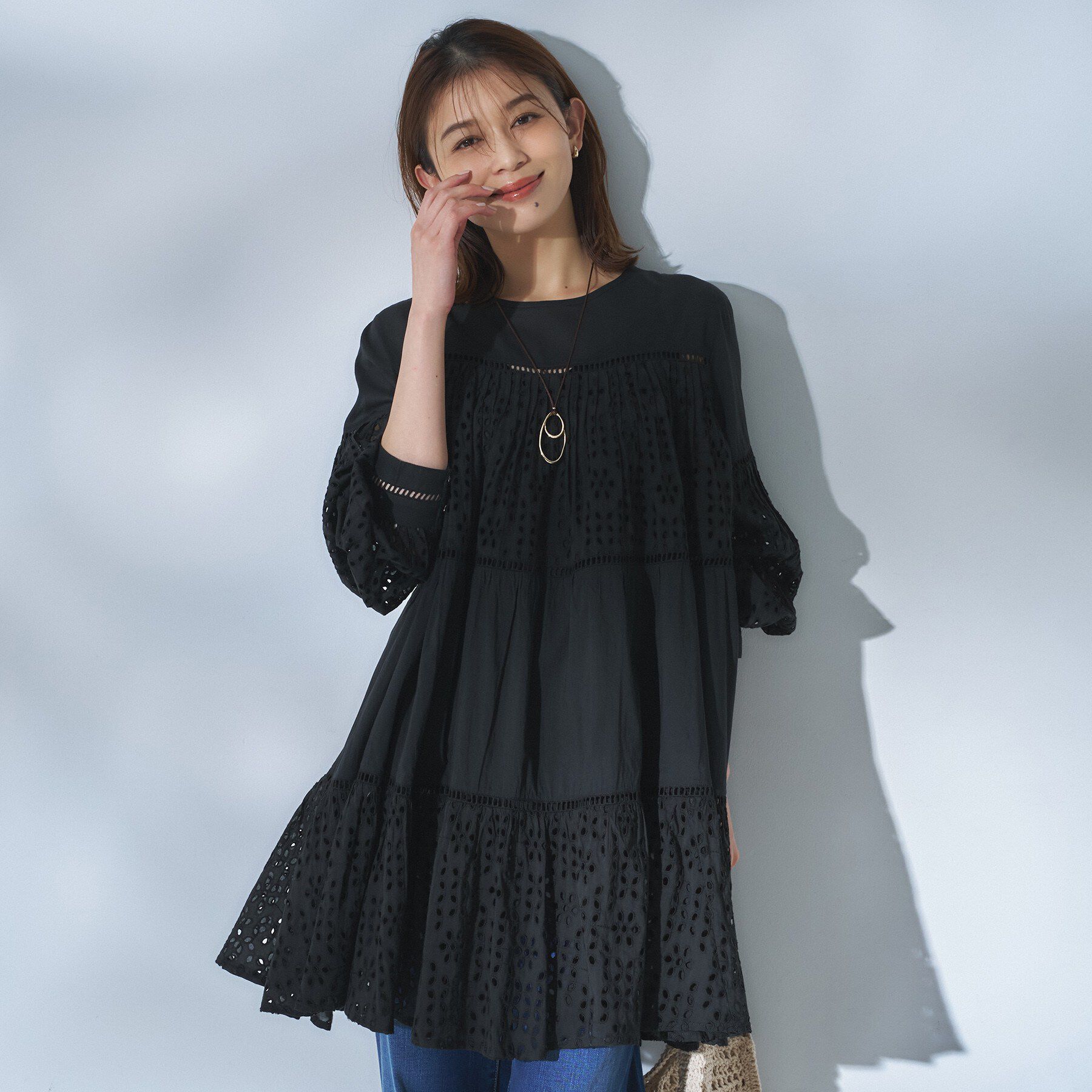 UNTITLED「【Audrey and John Wad】エンブロイダリーチュニックドレス」|シャツ・ブラウス|