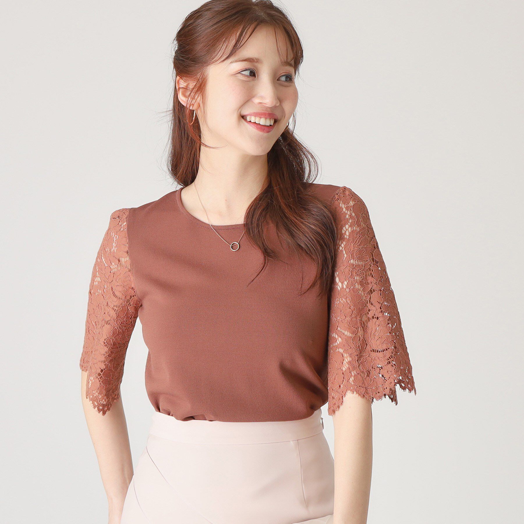 COUP DE CHANCE「【洗える】華やかなレース袖ニットトップス」|ニット・セーター|