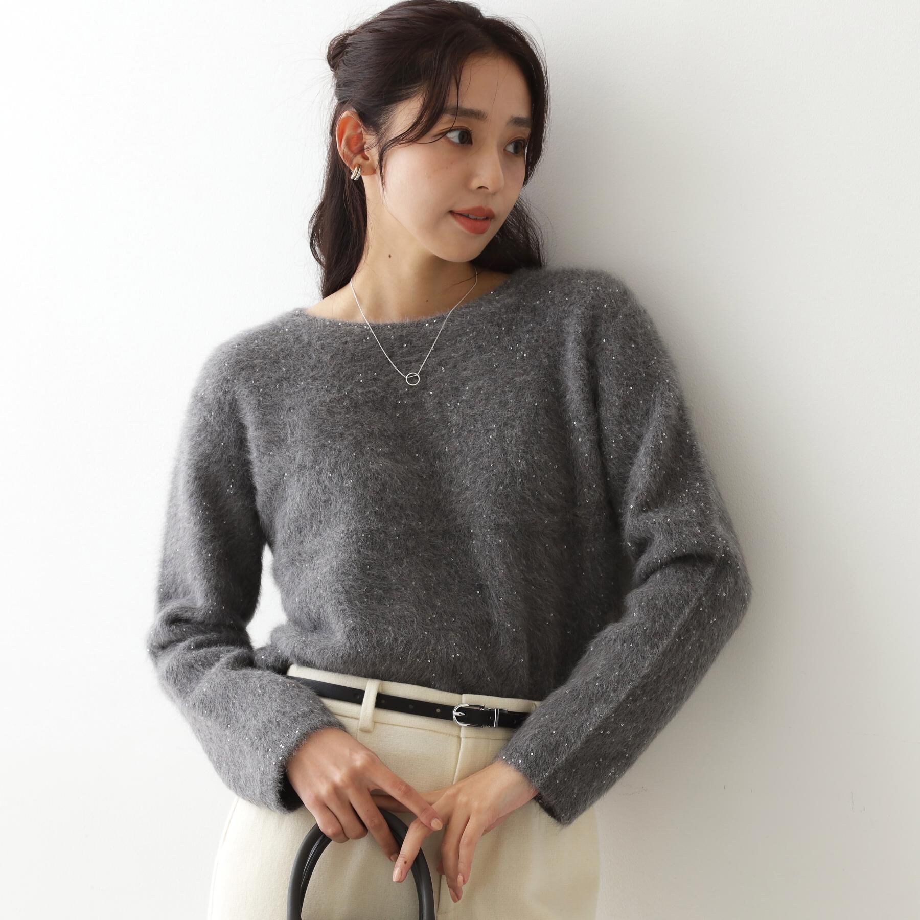 COUP DE CHANCE「【フォックス混／軽い着心地】ショート丈ニットトップス」|ニット・セーター|