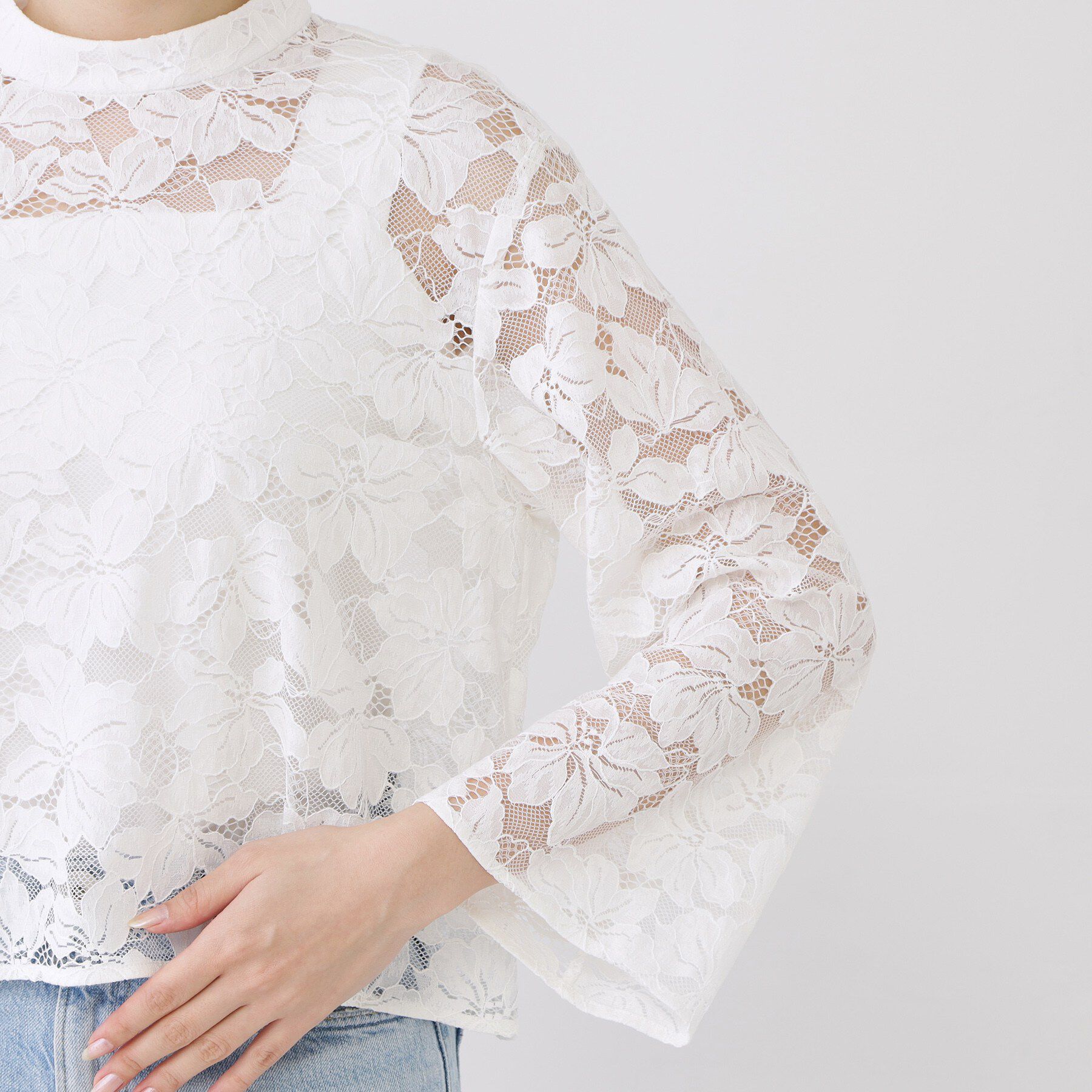 COUP DE CHANCE「【手洗い可】コットン混レースブラウス」|シャツ・ブラウス|