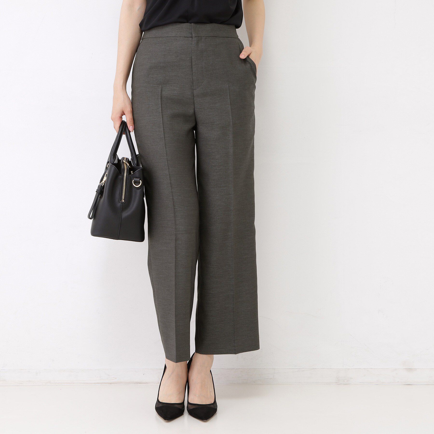 COUP DE CHANCE「【手洗い可／日本製／セットアップ可】リネンライク ストレートパンツ」|その他|チャコールグレー(0