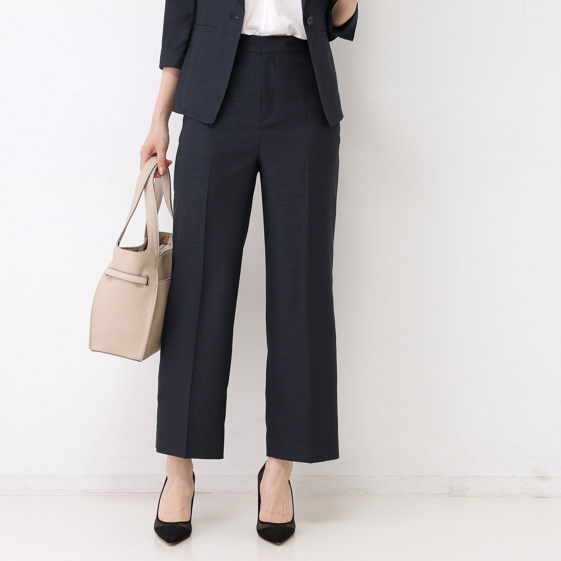 COUP DE CHANCE「【手洗い可／日本製／セットアップ可】リネンライク ストレートパンツ」|その他|ネイビー(094)