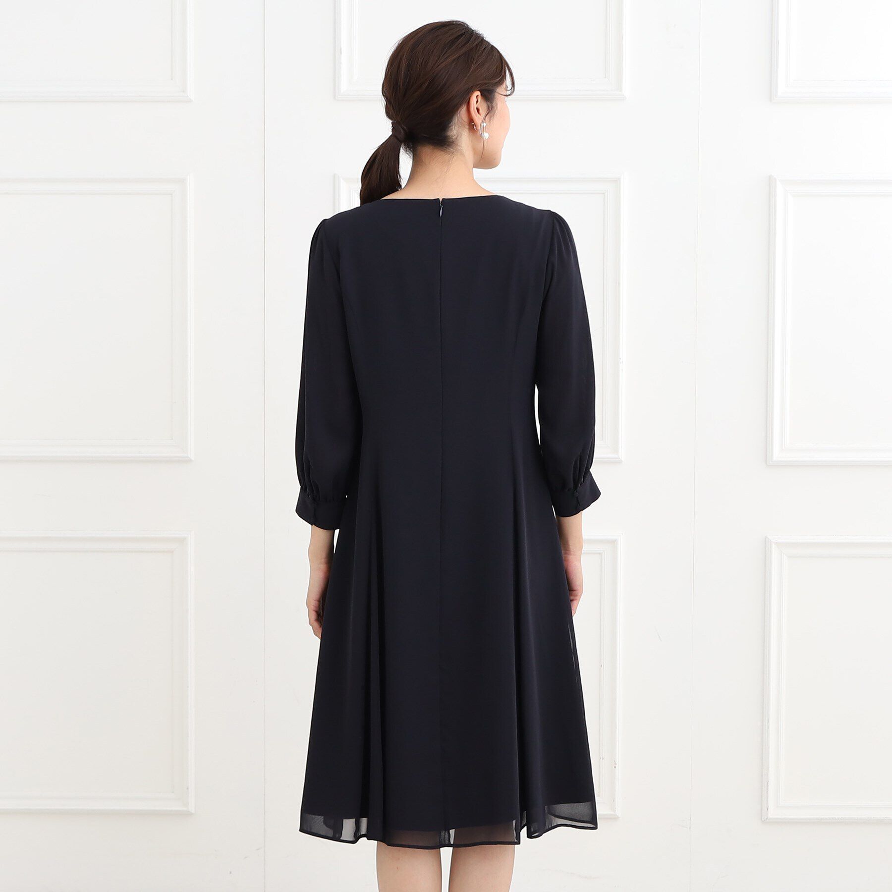 Reflect「【フォーマル/洗える】フィット＆フレアジョーゼットワンピース」|ワンピース|