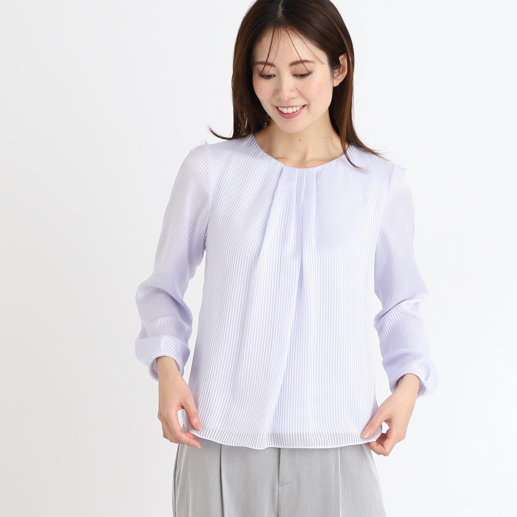 Reflect「【手洗い可】シアーシャドーストライプブラウス」|シャツ・ブラウス|
