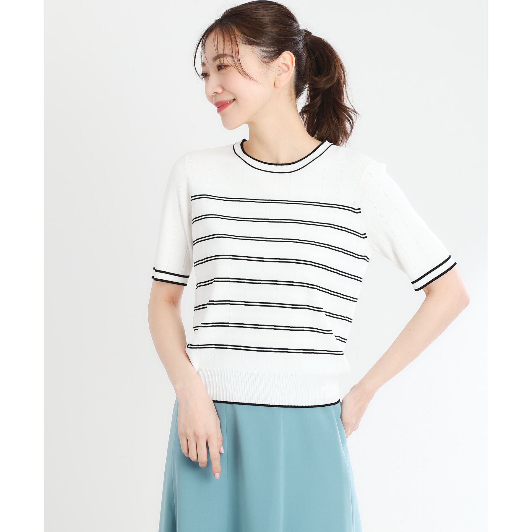 Reflect「【手洗い可／アンサンブル可】五分袖ニット」|ニット・セーター|