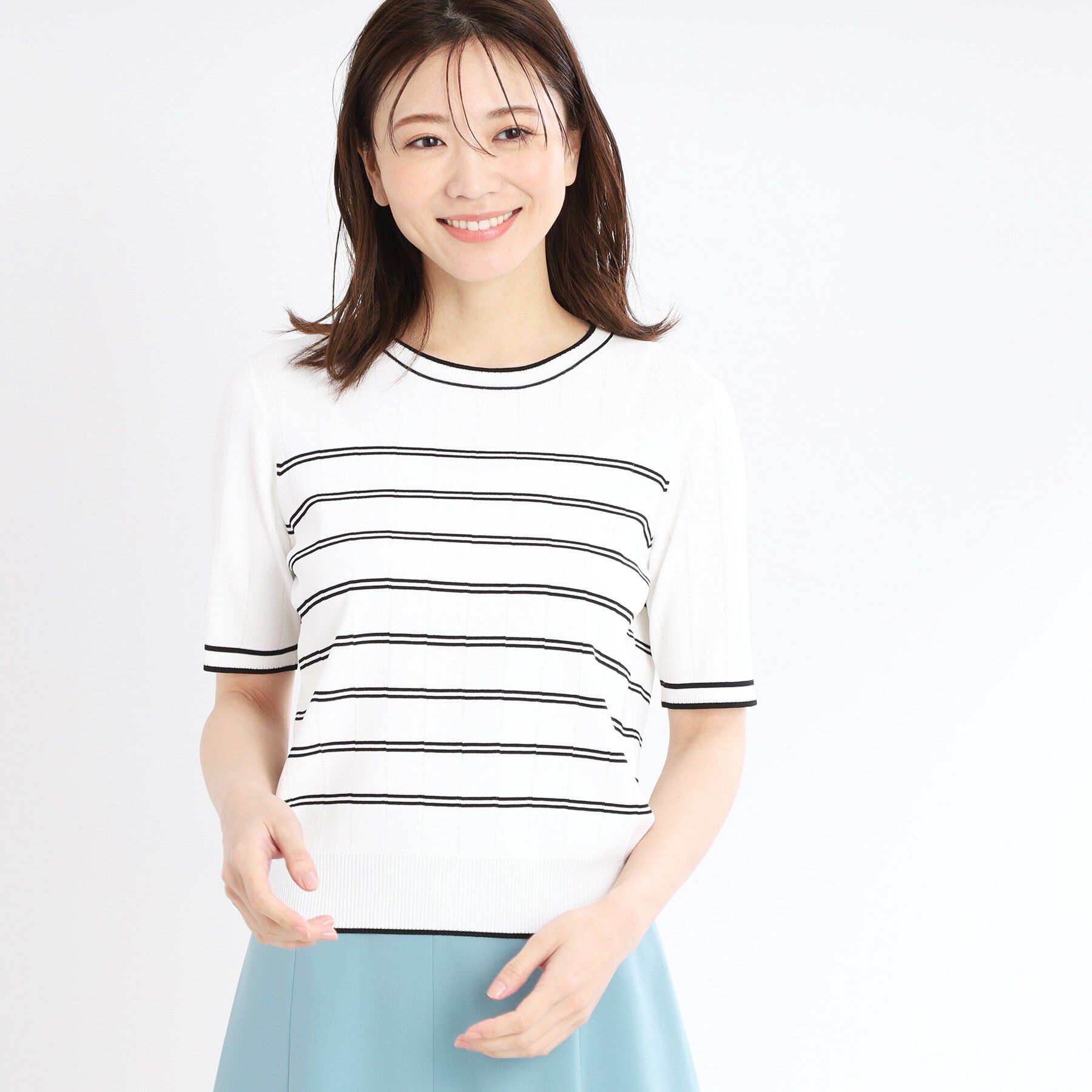 Reflect「【手洗い可／アンサンブル可】五分袖ニット」|ニット・セーター|