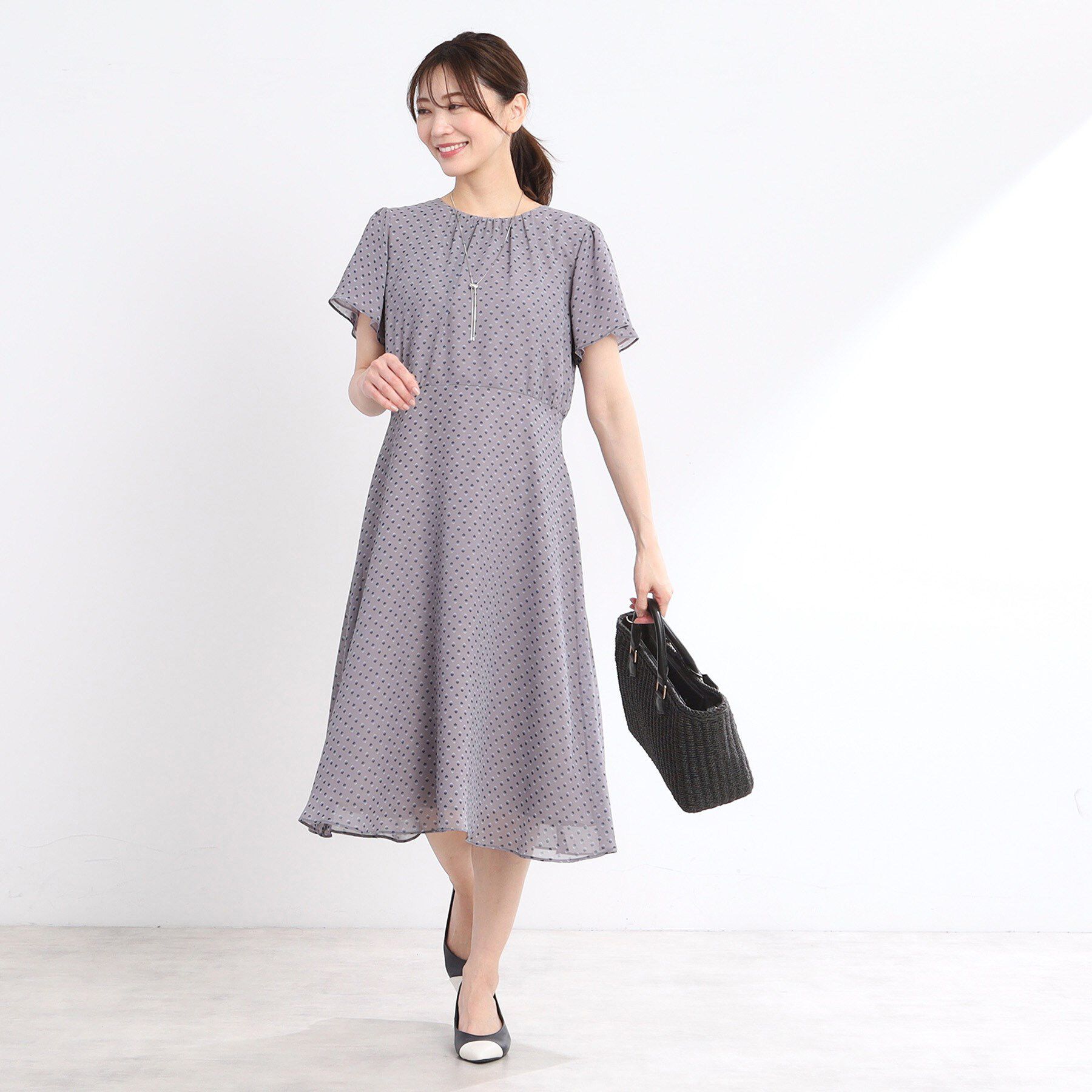 Reflect「【夏SALE／WEB先行カラーあり／マシンウォッシュ可】コツキ幾何柄ワンピース」|ワンピース|