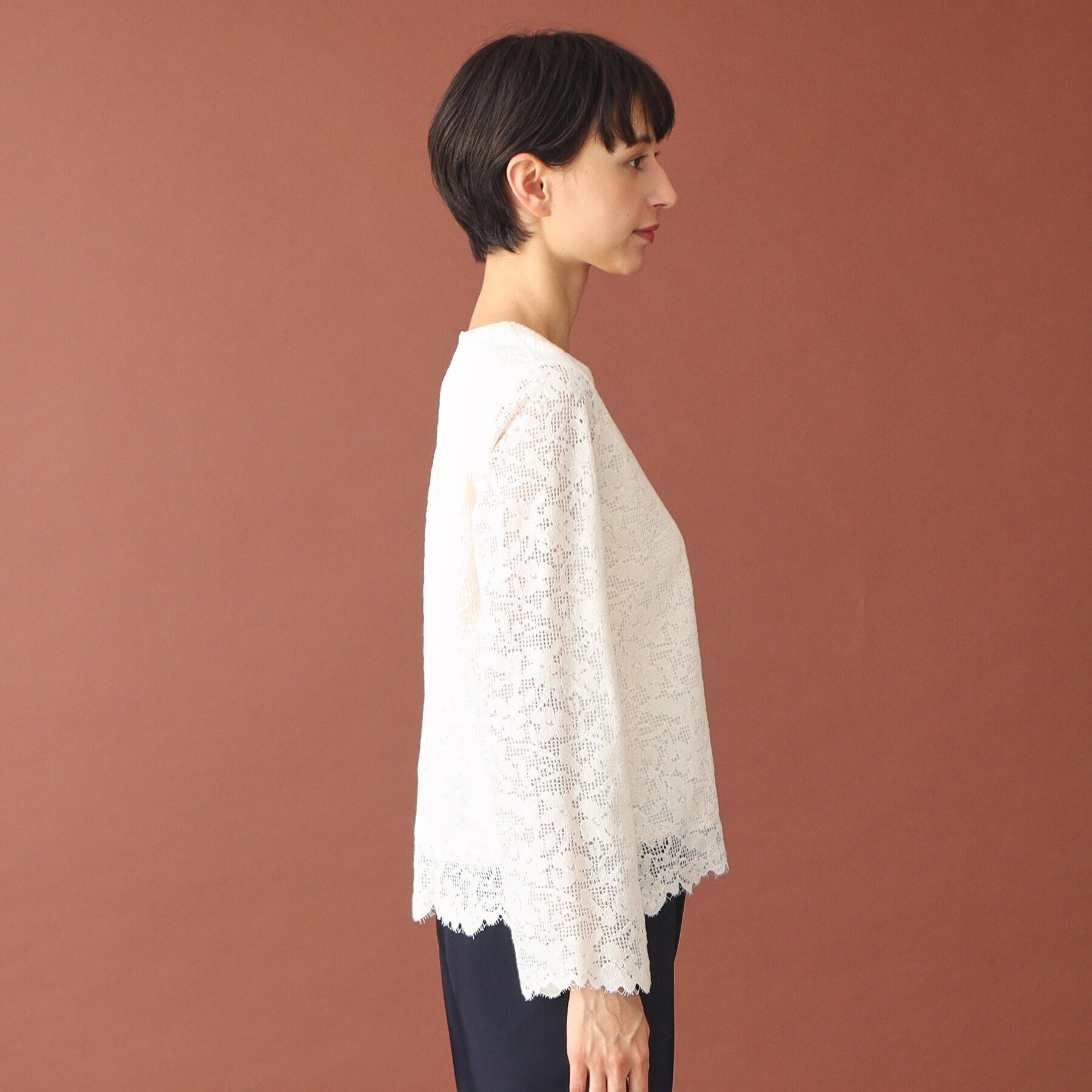 DRESSTERIOR「【通勤/セレモニー/洗える】オーガニックコットンレースブラウス」|シャツ・ブラウス|