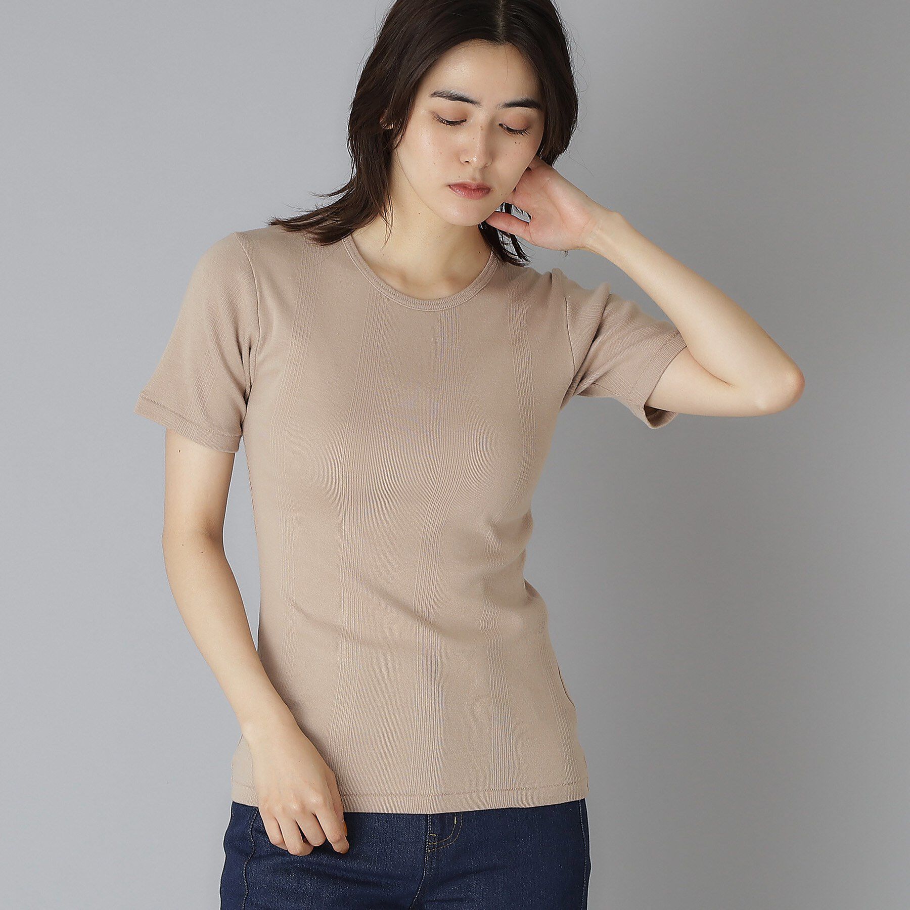 DRESSTERIOR「Robert．P．Miller（ロベルト・ピー・ミラー）パネルリブクルーネックTシャツ」|Tシャツ・カットソー|