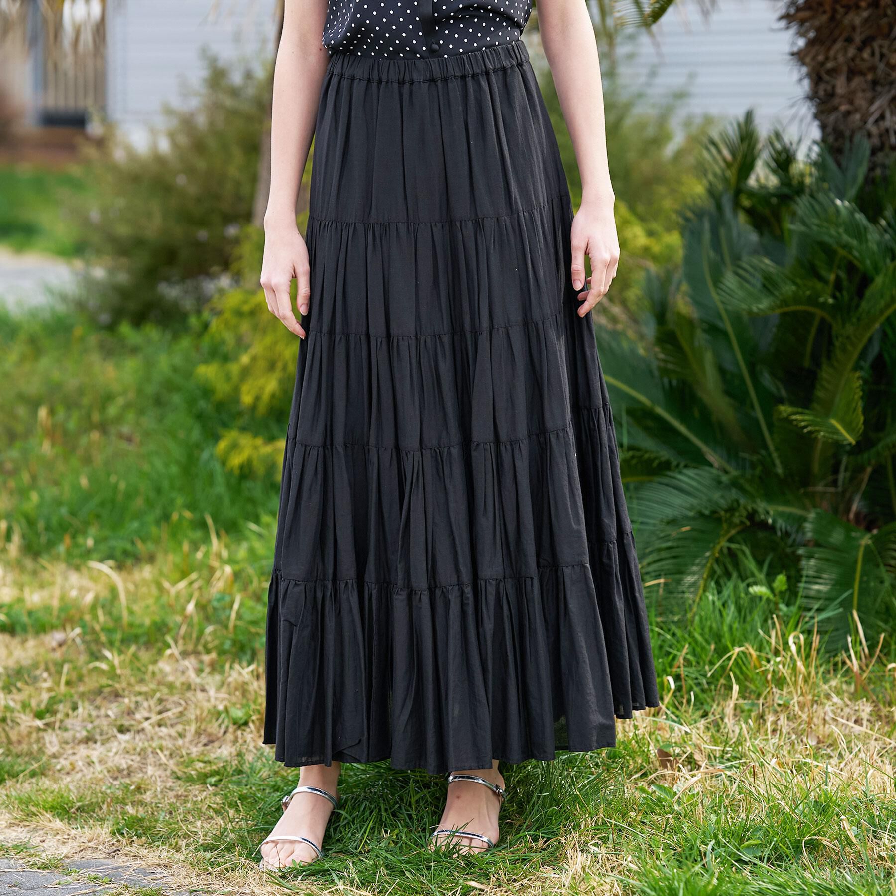 DRESSTERIOR「【再入荷】コットンボイルティアードスカート」|スカート|スミクロ(018)