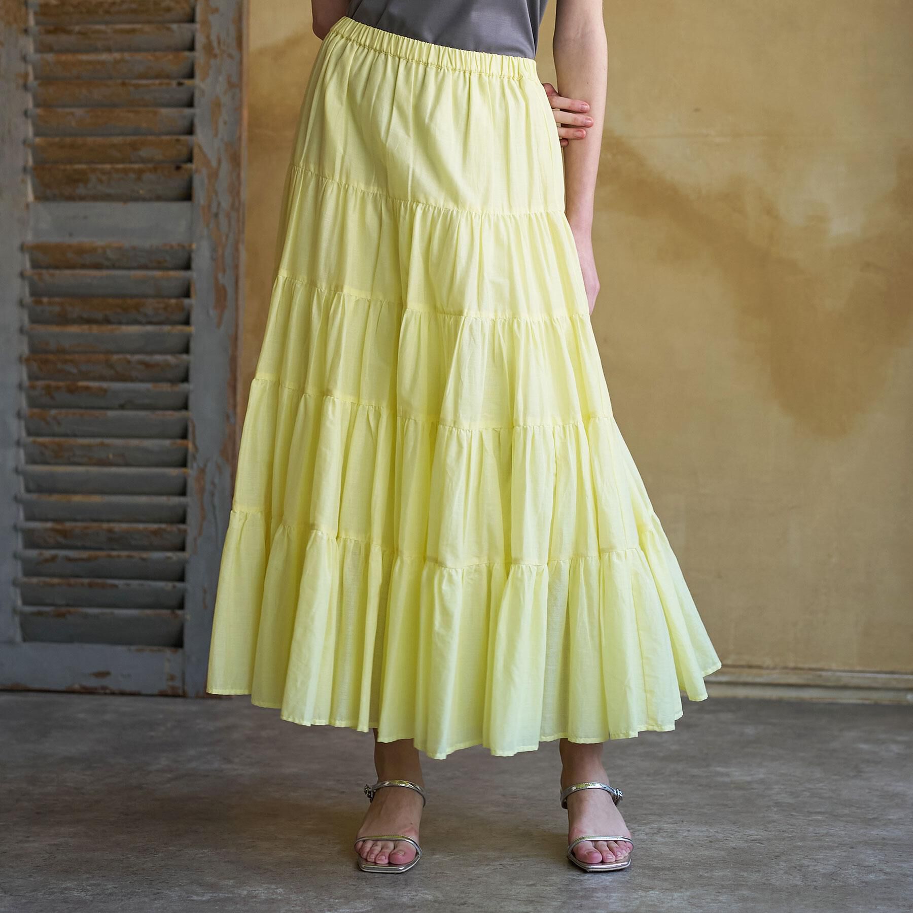 DRESSTERIOR「【再入荷】コットンボイルティアードスカート」|スカート|ライトイエロー(03