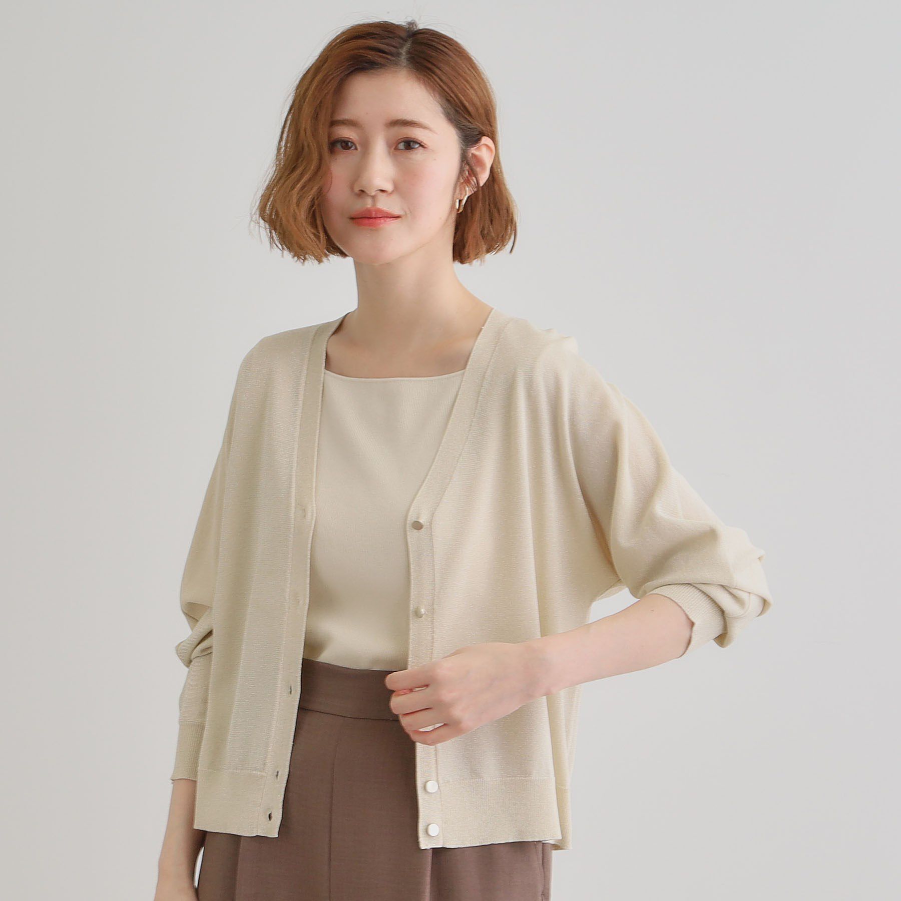 grove「【UV／冷感／抗ピル】ラメドルマンカーディガン」|カーディガン|ベージュ(052)
