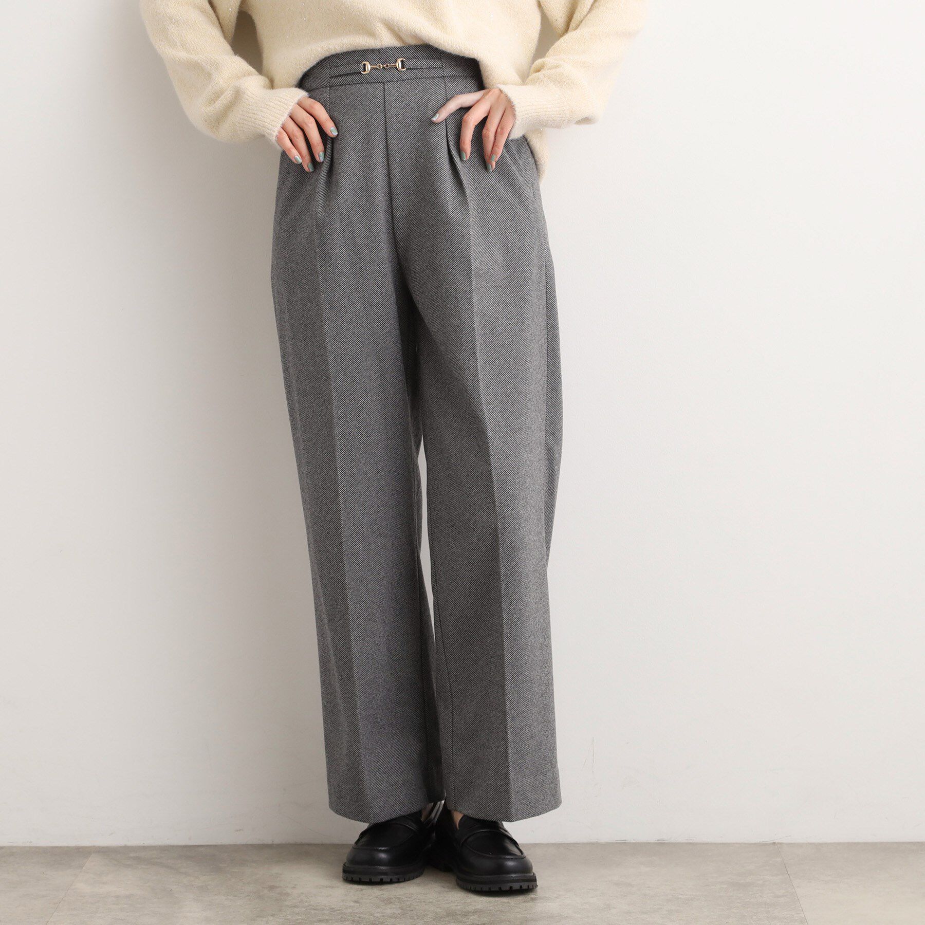 grove「フロントビットカルゼワイドパンツ」|その他|チャコールグレー(4