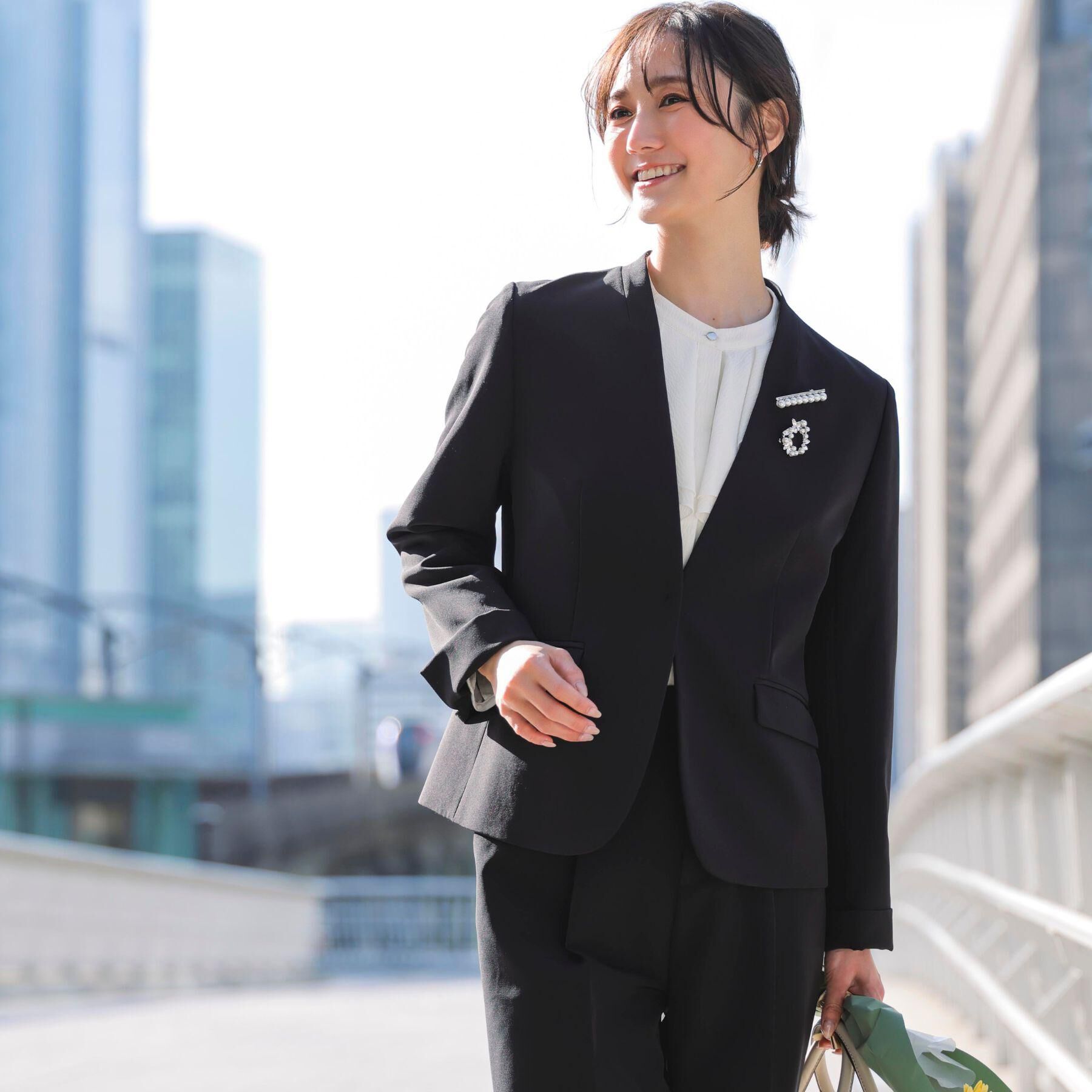 grove「【マシンウォッシュ／防シワ/SS-3L】ストレッチノーカラージャケット」|ノーカラージャケット|