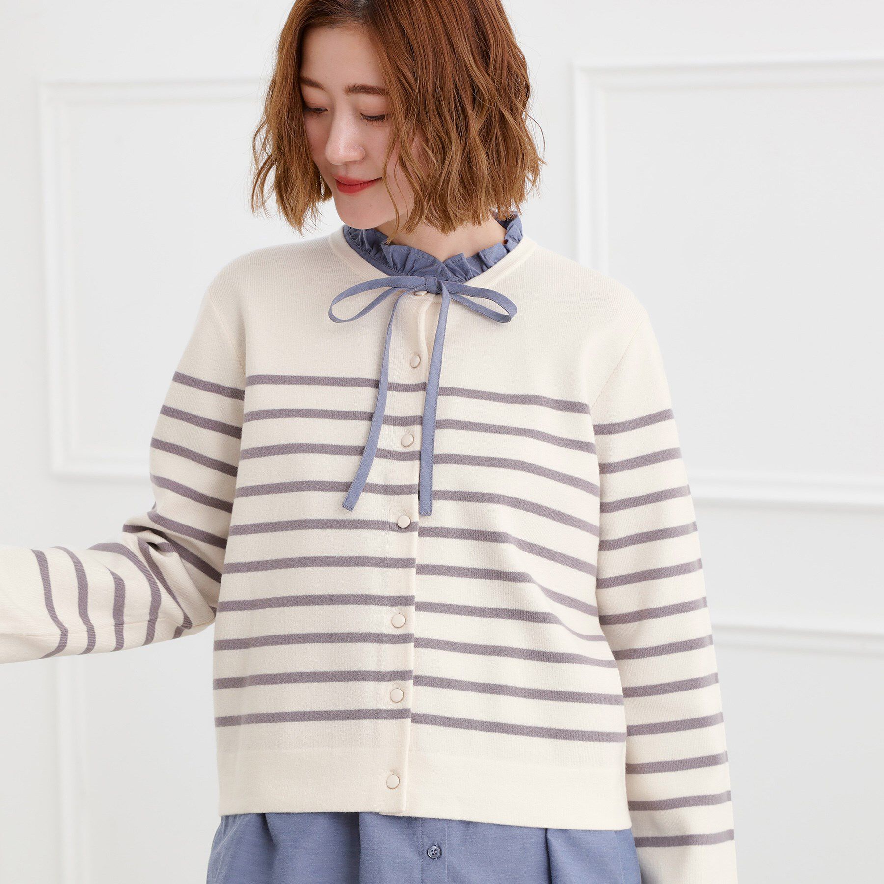 grove「【洗える】毛玉軽減クルーネックカーディガン」|カーディガン|