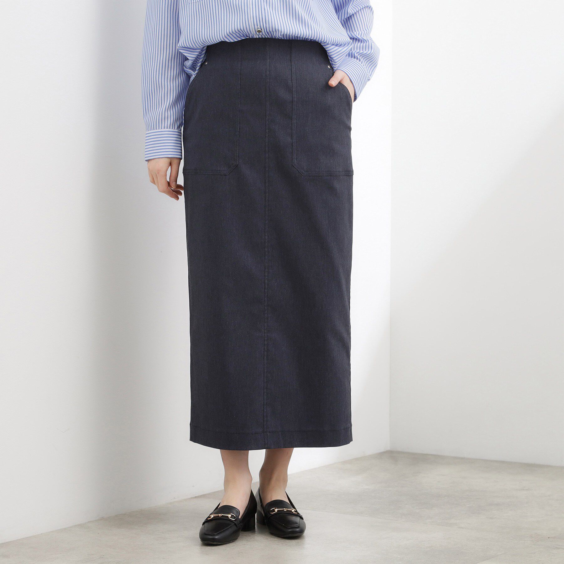 grove「【貴島明日香さん着用】ハイパーストレッチナロースカート」|スカート|デニムライク(094