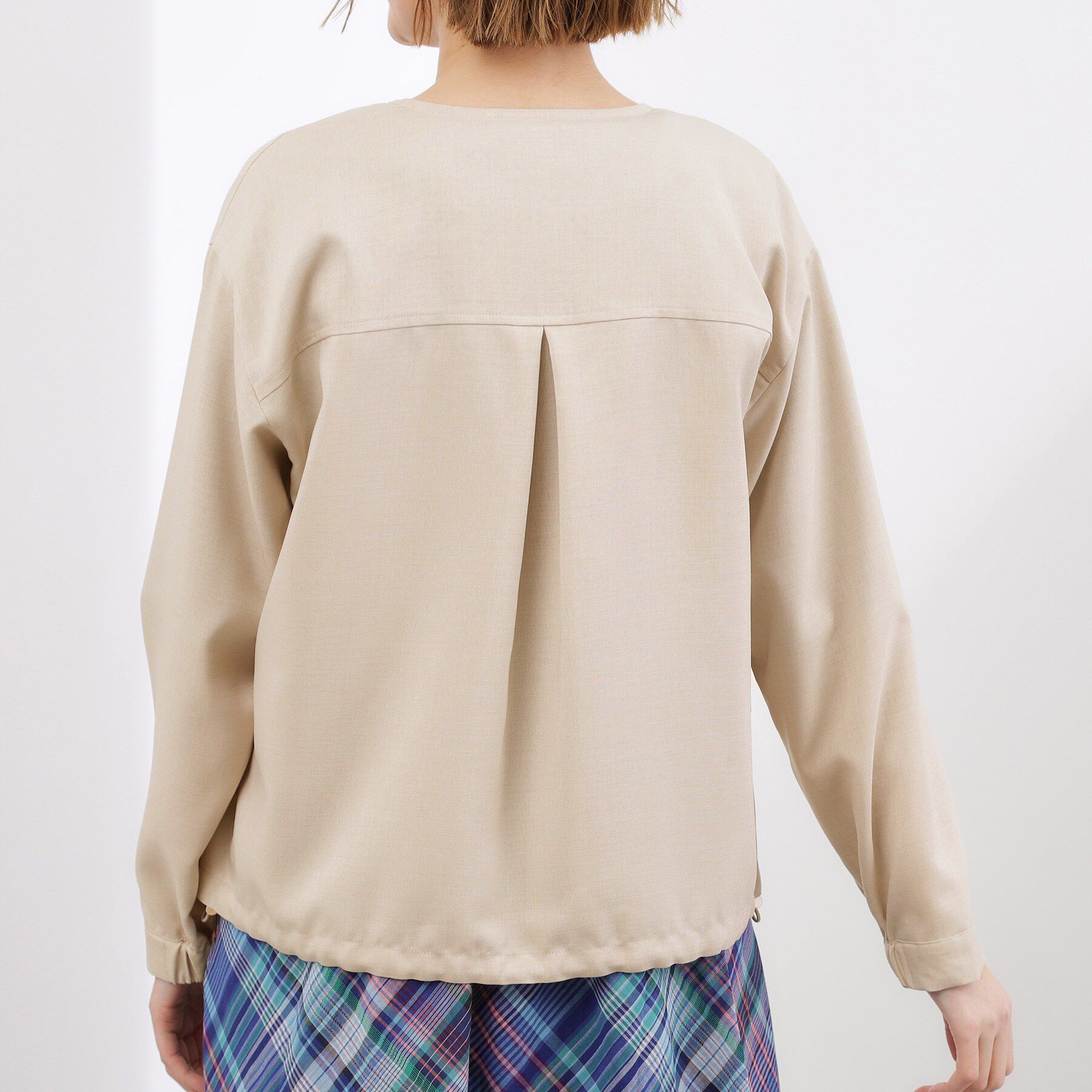 grove「【貴島明日香さん着用・洗える】麻調ノーカラーブルゾン」|ブルゾン・スタジャン|