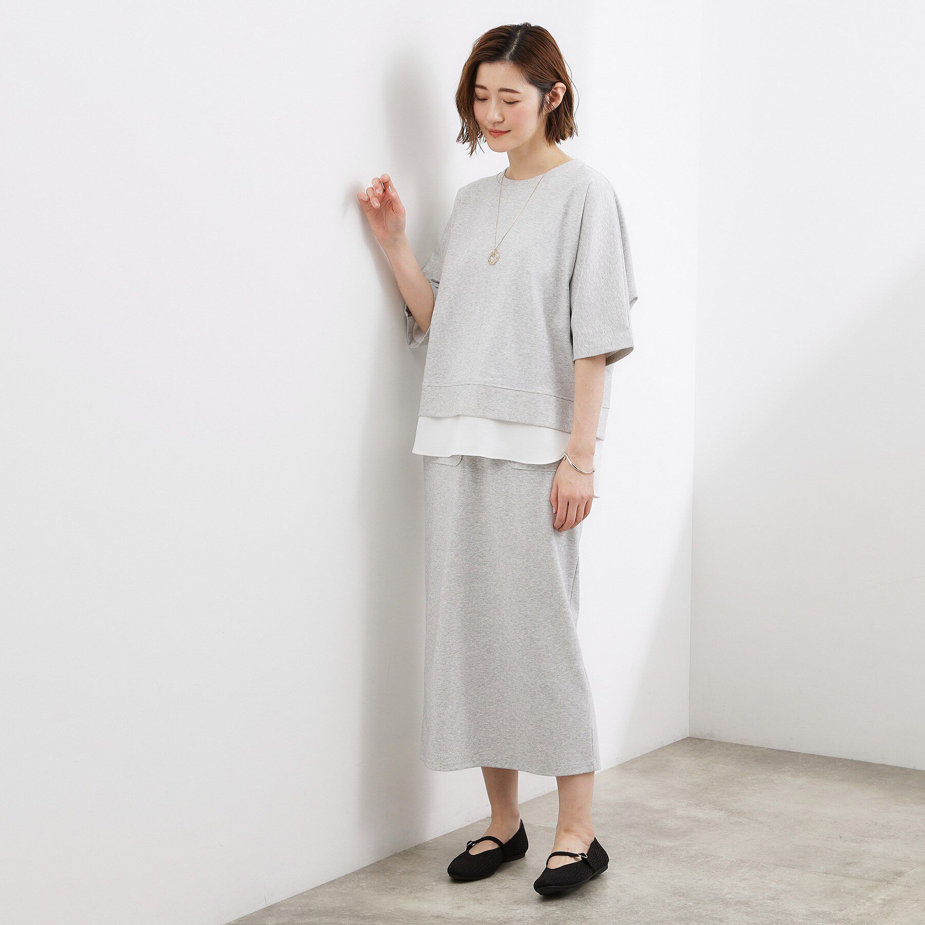 grove「【時短コーデ】シルキーポンチレイヤード風セットアップ」|スーツ|