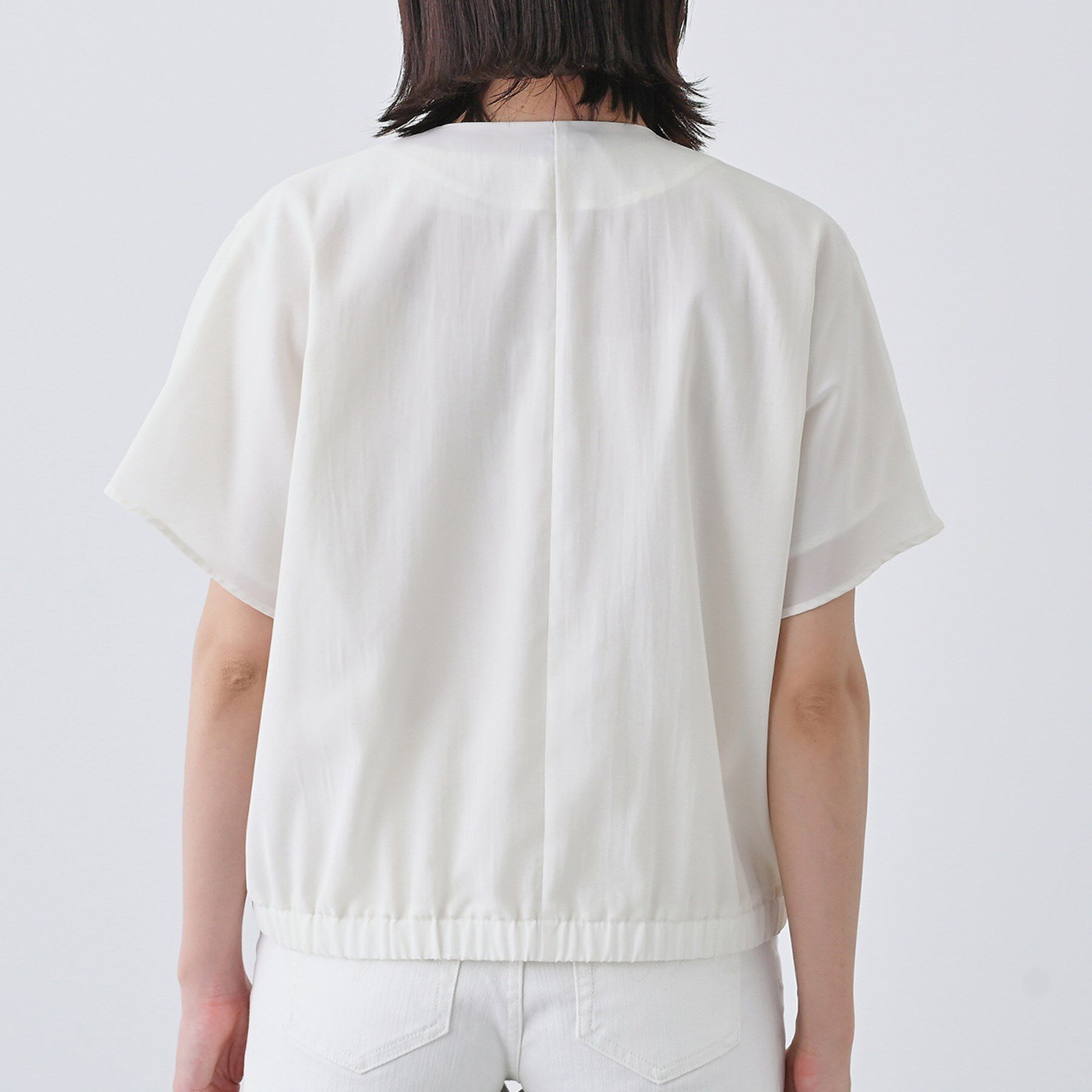 INDIVI「【通気性◎撥水／UVケア】フレンチスリーブ ブラウスライクジャケット」|テーラードジャケット|