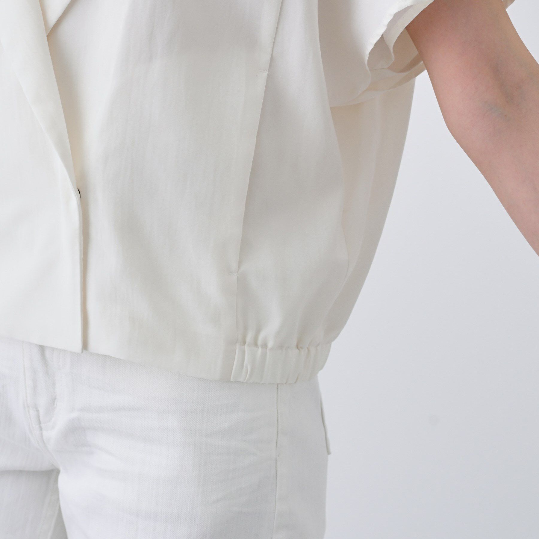 INDIVI「【通気性◎撥水／UVケア】フレンチスリーブ ブラウスライクジャケット」|テーラードジャケット|