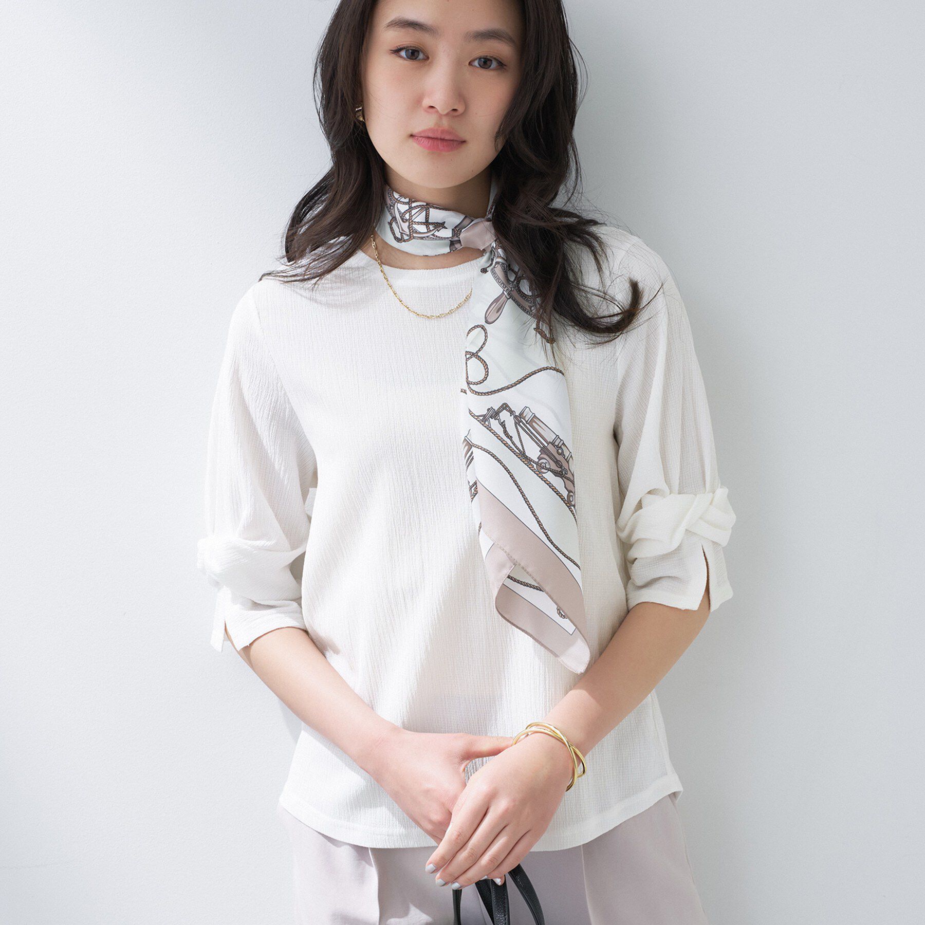 INDIVI「【洗える／吸水速乾／UVケア】ねじりデザイン袖カットソー」|Tシャツ・カットソー|