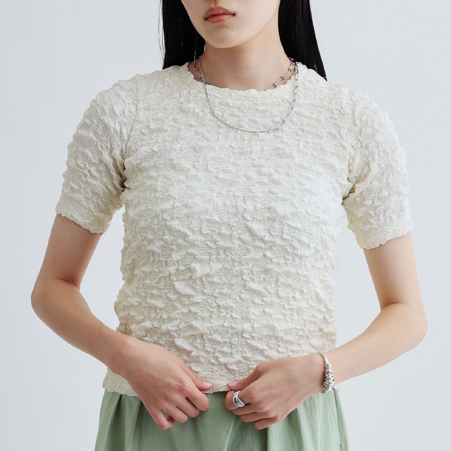 GALLEST「【セットアップ可能】ふくれジャカードトップス」|Tシャツ・カットソー|オフホワイト(003