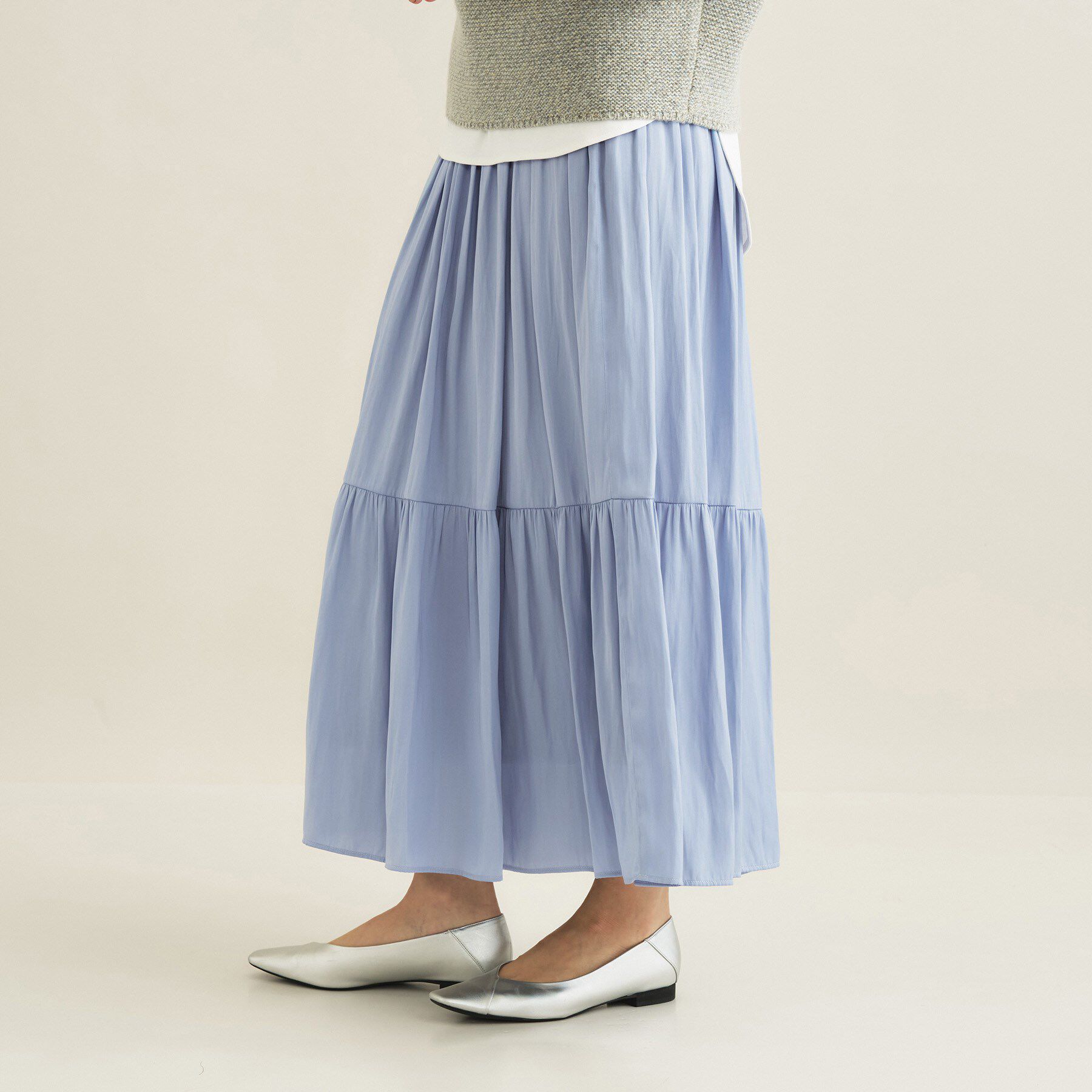 INDIVI「【洗える／丈調整可能】ギャザーフレアスカート」|スカート|