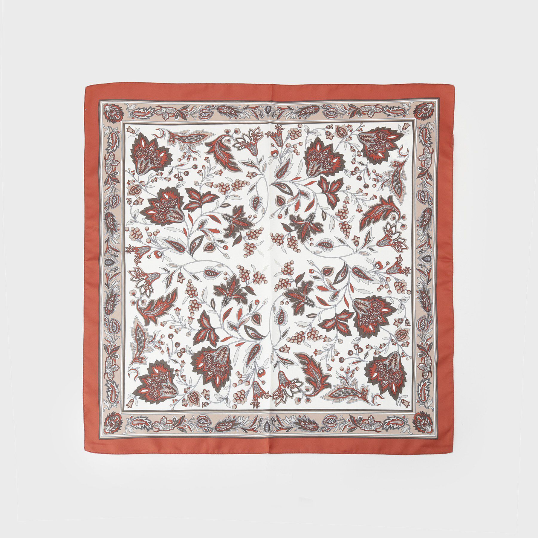 INDIVI「【60cm四方】リーフ柄スカーフ」|バンダナ・スカーフ|オレンジ(169)