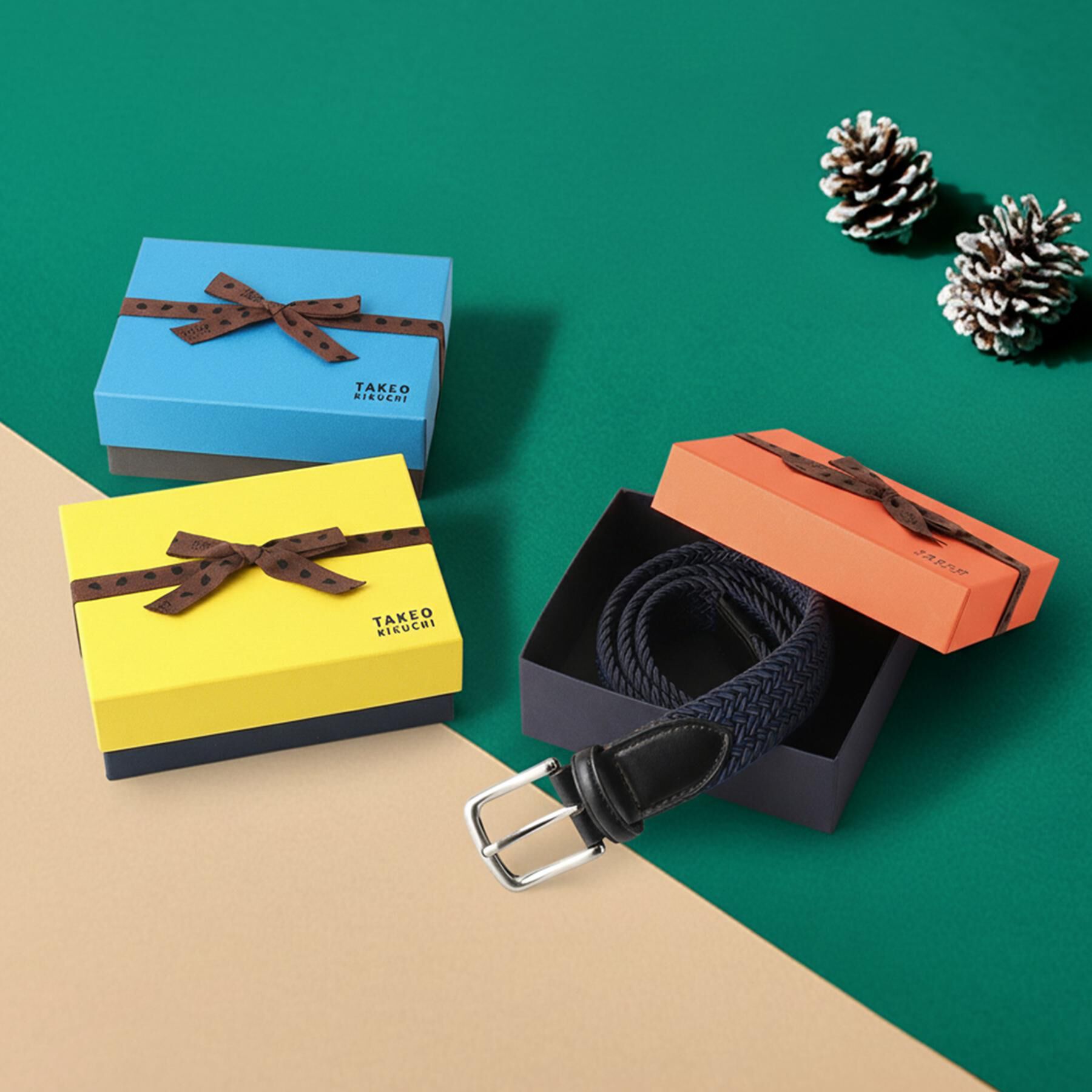 TAKEO KIKUCHI「【GIFT】ヘリンボンシャドーゴムメッシュベルト」|ベルト|