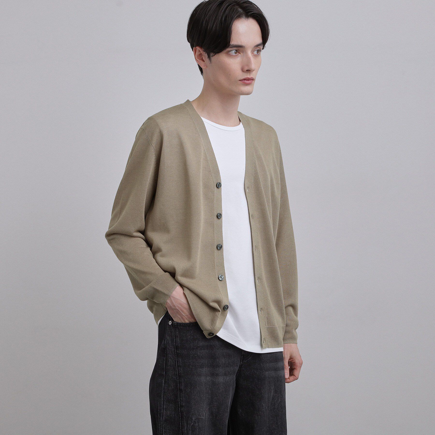 tk.TAKEO KIKUCHI「Vネックニットカーディガン」|カーディガン|グレージュ(050)