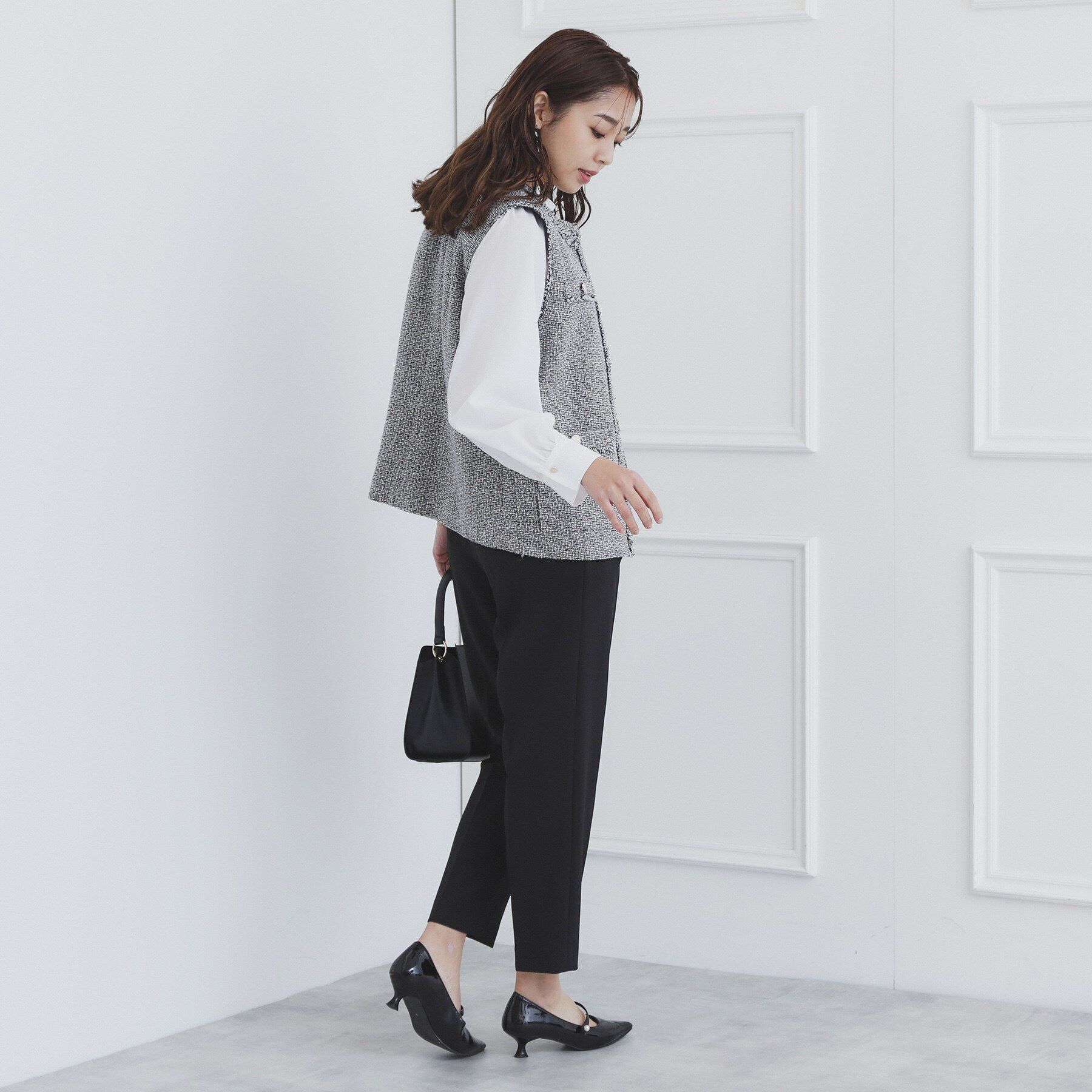 index「《美人百花掲載》ポケット付きツイードジレ/通勤対応【洗える】」|ベスト・ジレ|