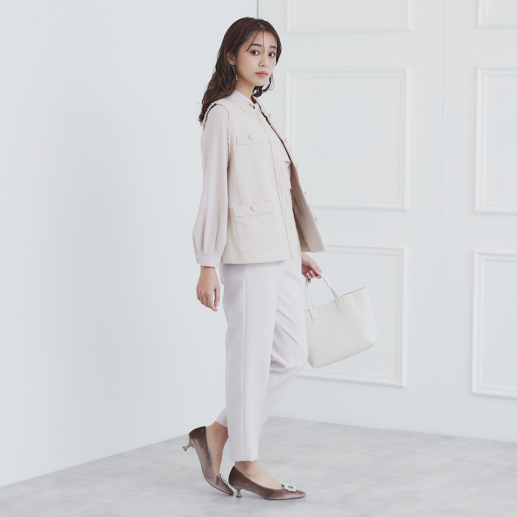 index「《美人百花掲載》ポケット付きツイードジレ/通勤対応【洗える】」|ベスト・ジレ|