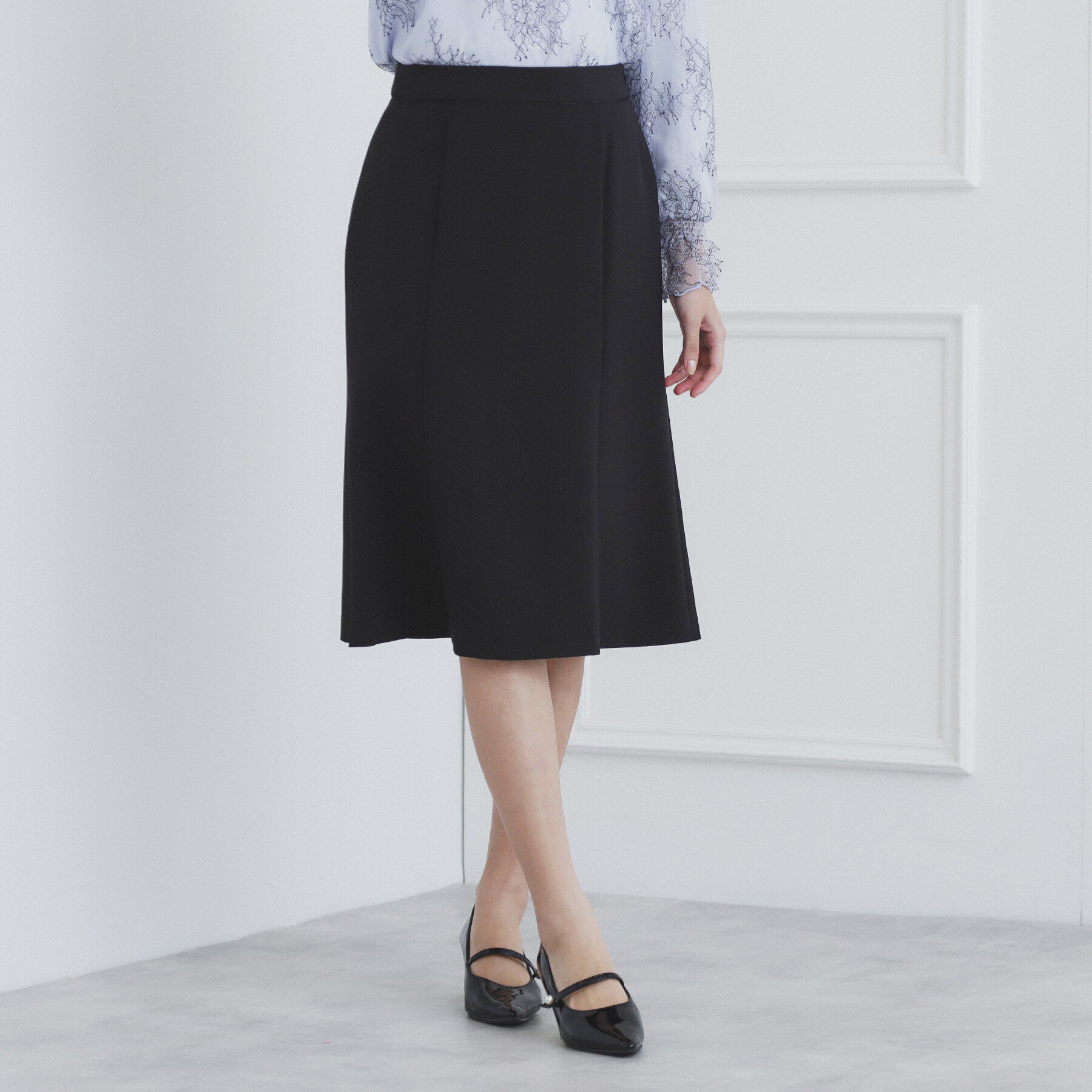 index「《通勤/セットアップ対応》多機能ストレッチフレアスカート【洗濯機洗い可/防シワ/抗ピル】」|スカート|ブラック(819)