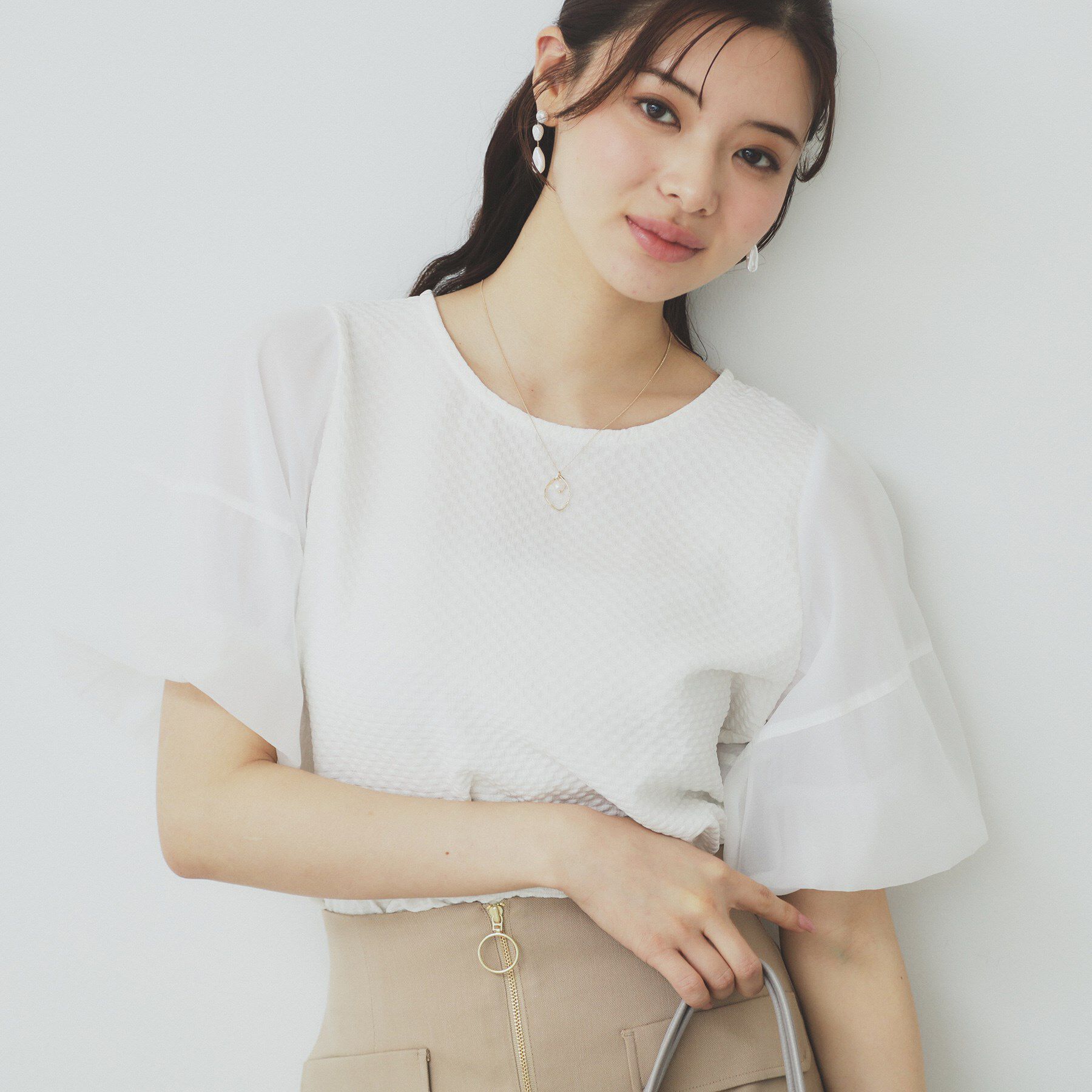 index「シアーバルーンスリーブトップス【洗濯機洗い可】」|Tシャツ・カットソー|