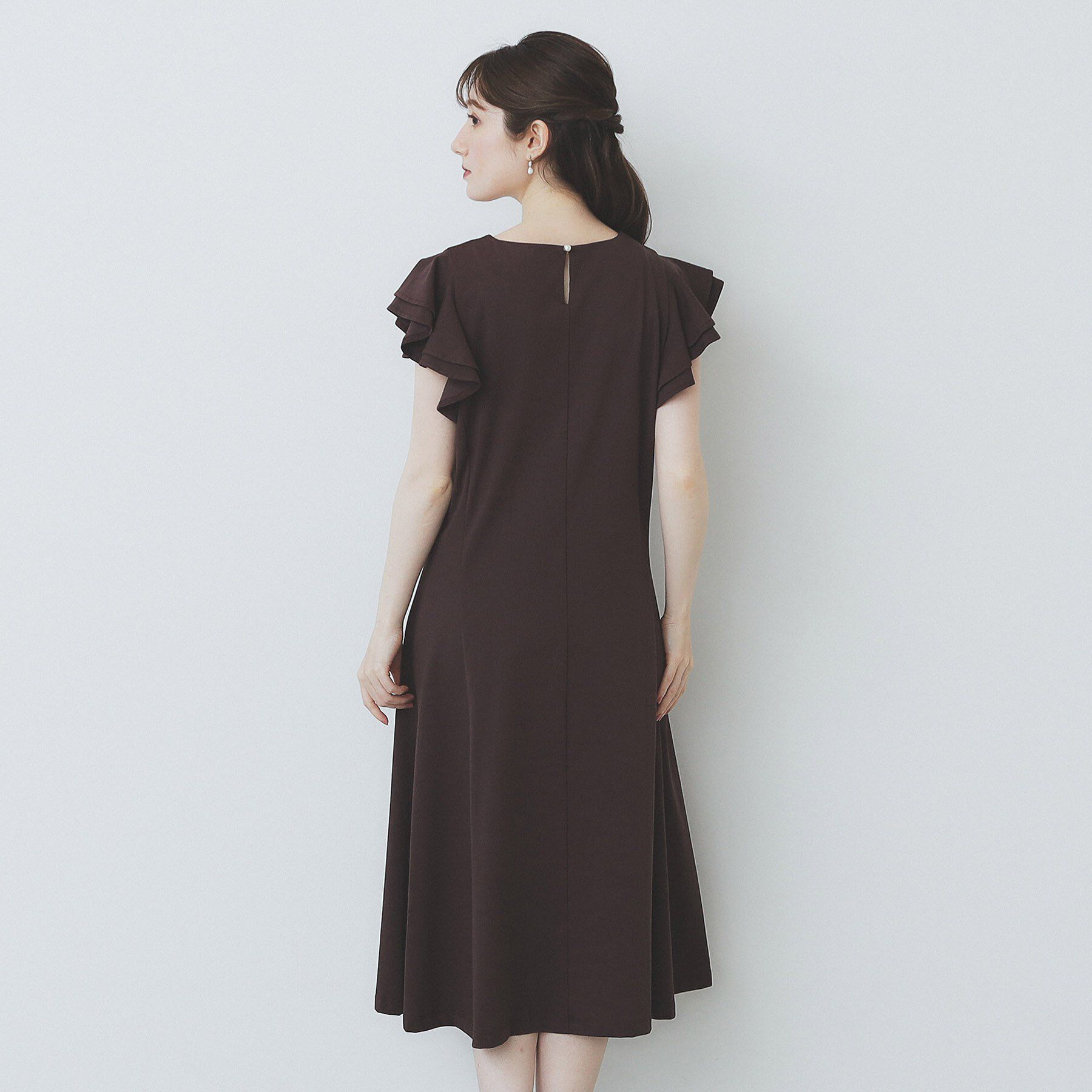 index「《5色展開/S-LLサイズ》シルケットVネックフレアワンピース【接触冷感/UVケア/洗濯機洗い可】」|ワンピース|