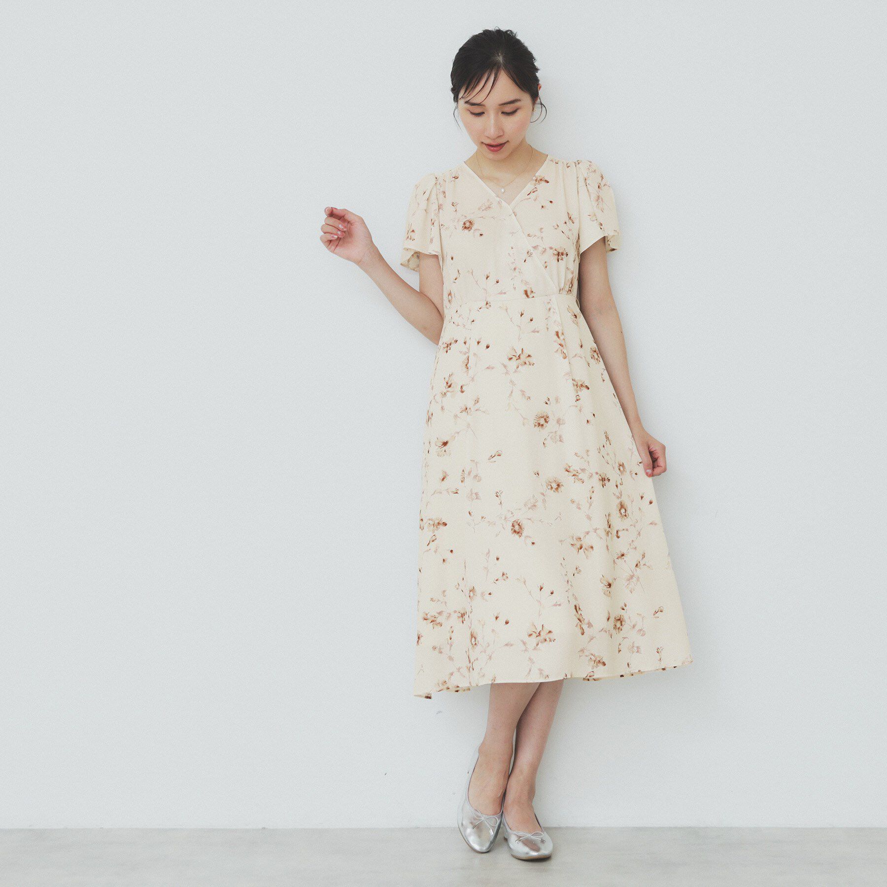index「カシュクールフラワーワンピース【洗濯機洗い可】」|ワンピース|
